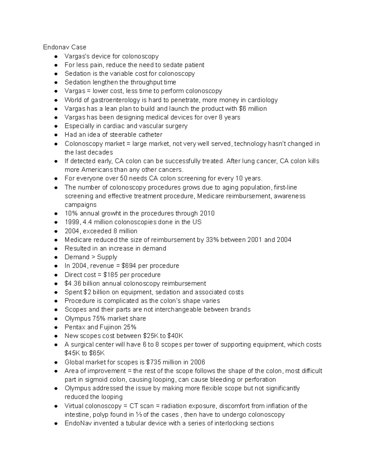 Endonav Case Notes HBS Case Analysis Endonav Case Vargas’s device