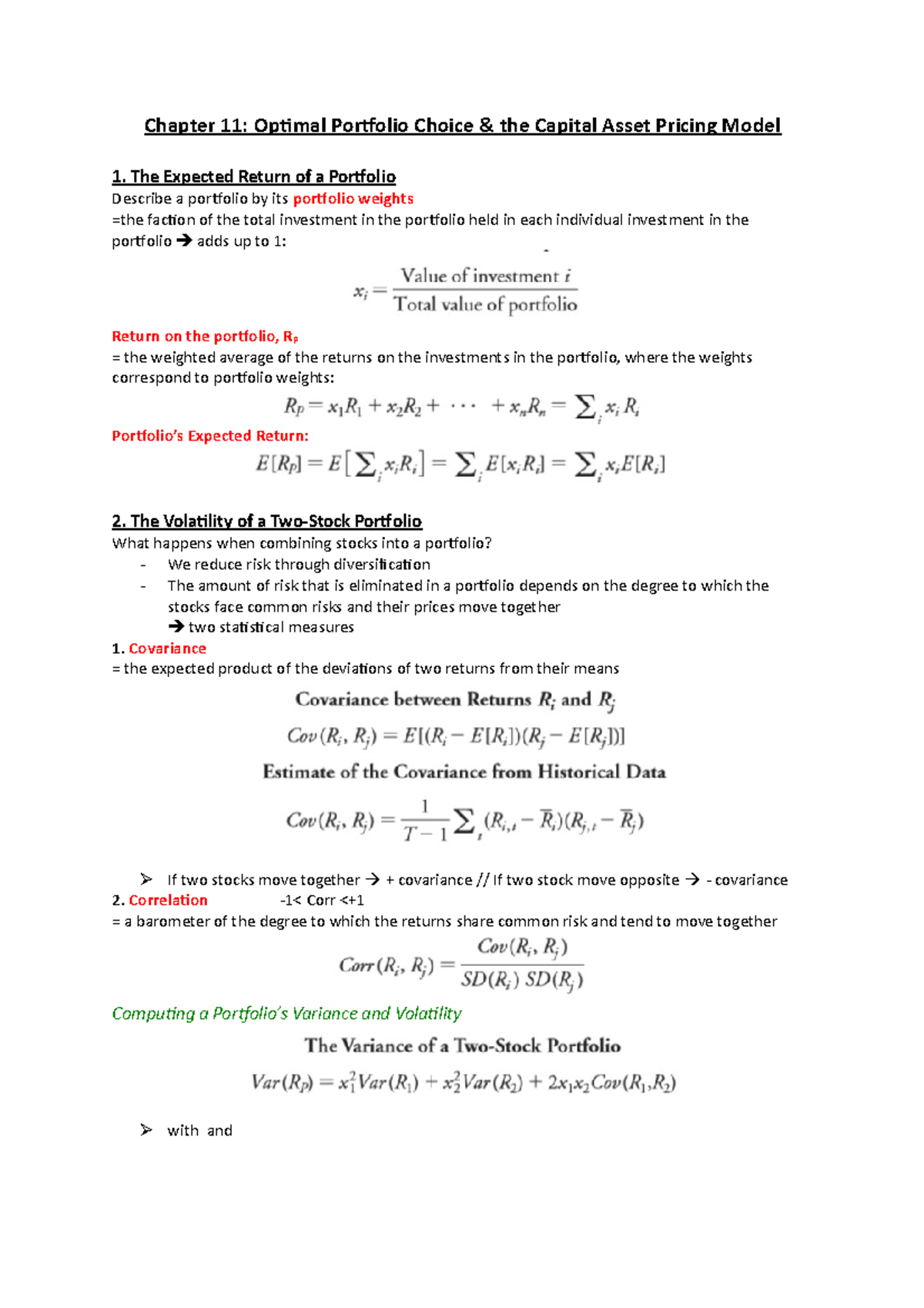 summary-chapter-11-chapter-11-optimal-portfolio-choice-the