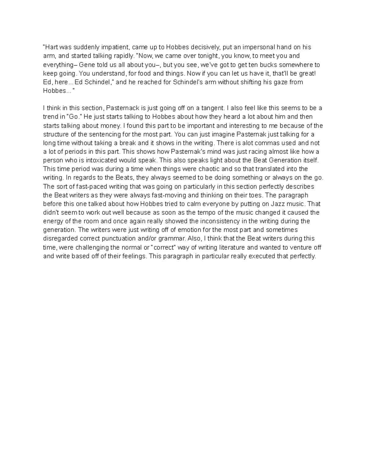 Forum 2 Summary for novel “Hart was suddenly impatient, came up to