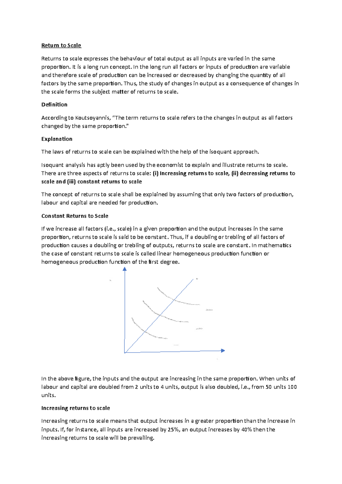 Returns to Scale Please use the meterial Return to Scale Returns to scale expresses the