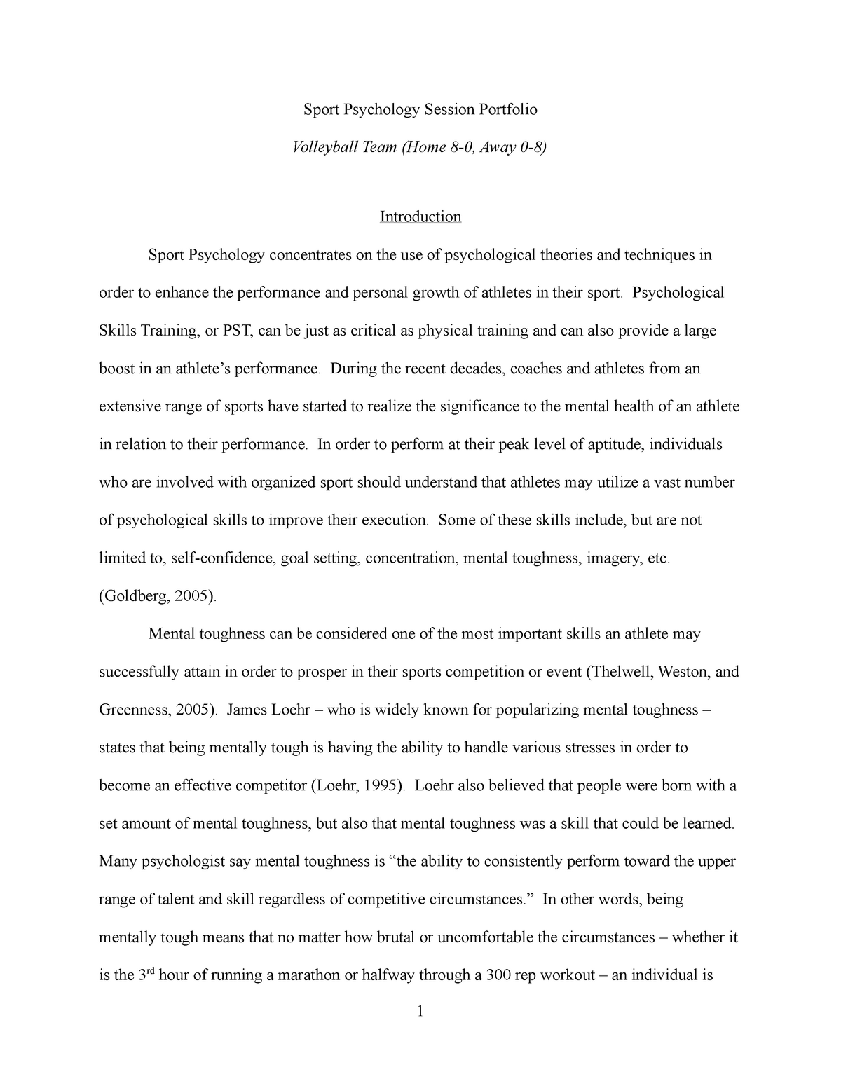 essay about sport psychology