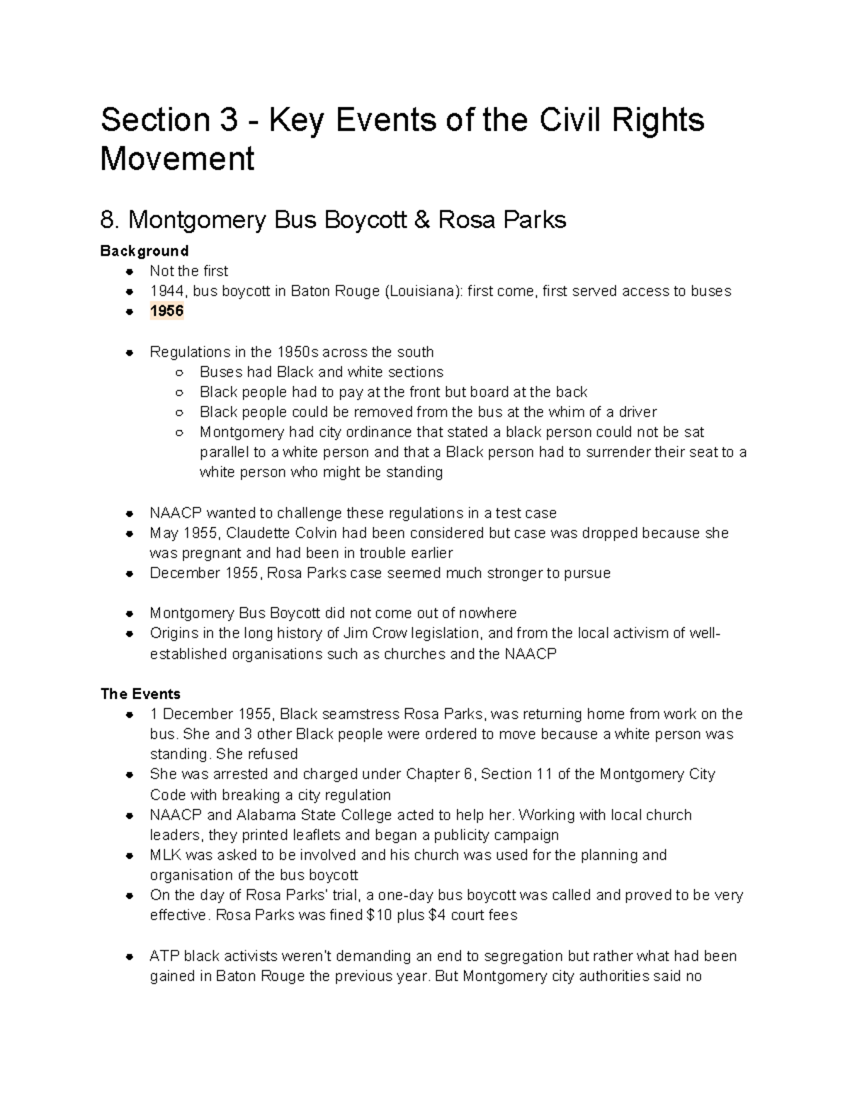 Section 3 Key Events of the Civil Rights Movement Montgomery Bus