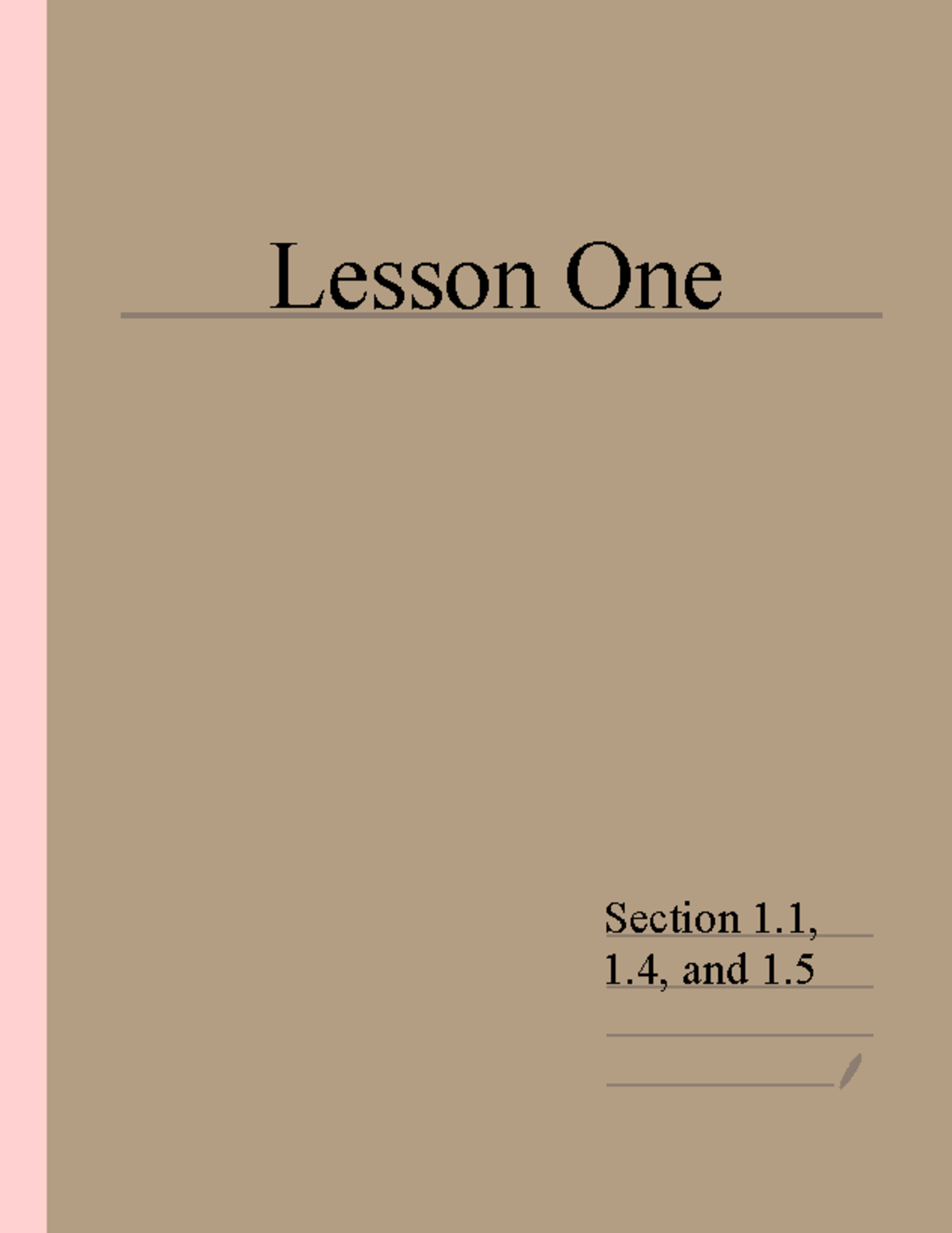 Lesson 1 - Lecture notes 1 - Lesson One Section 1, 1, and 1 ...