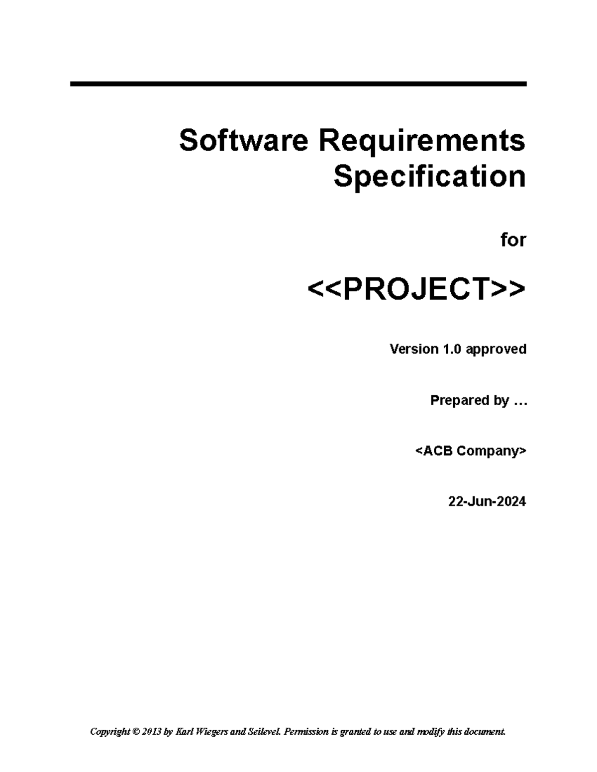 Software Requirements Specification Template - Software Requirements ...