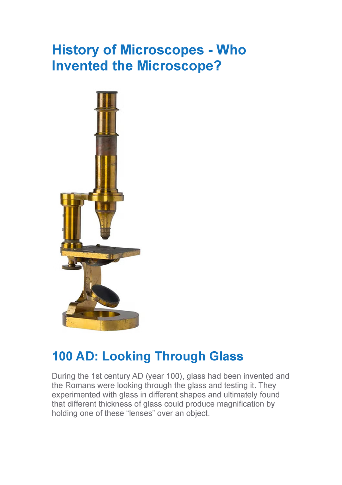 history of microscope assignment