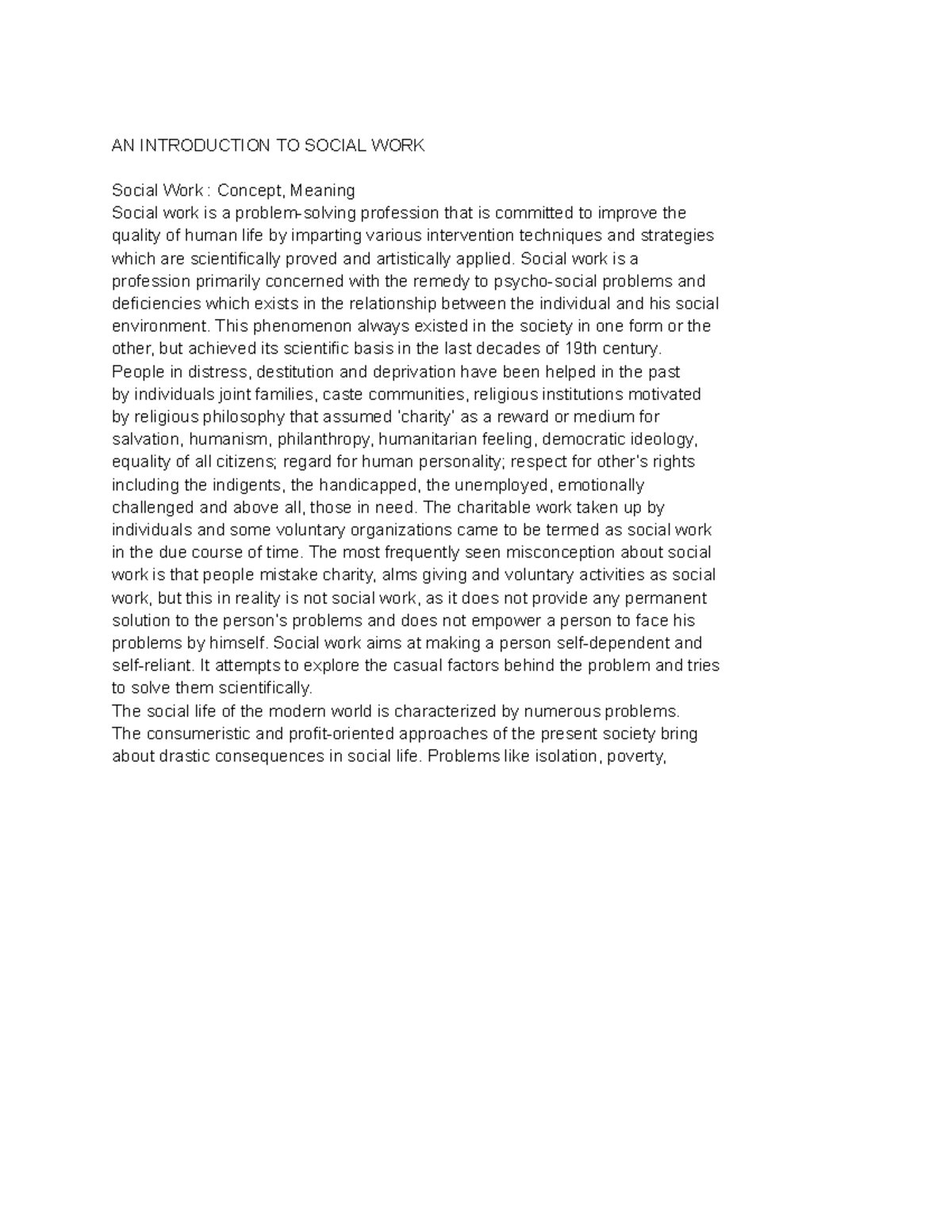 AN Introduction TO Social WORK f - AN INTRODUCTION TO SOCIAL WORK ...