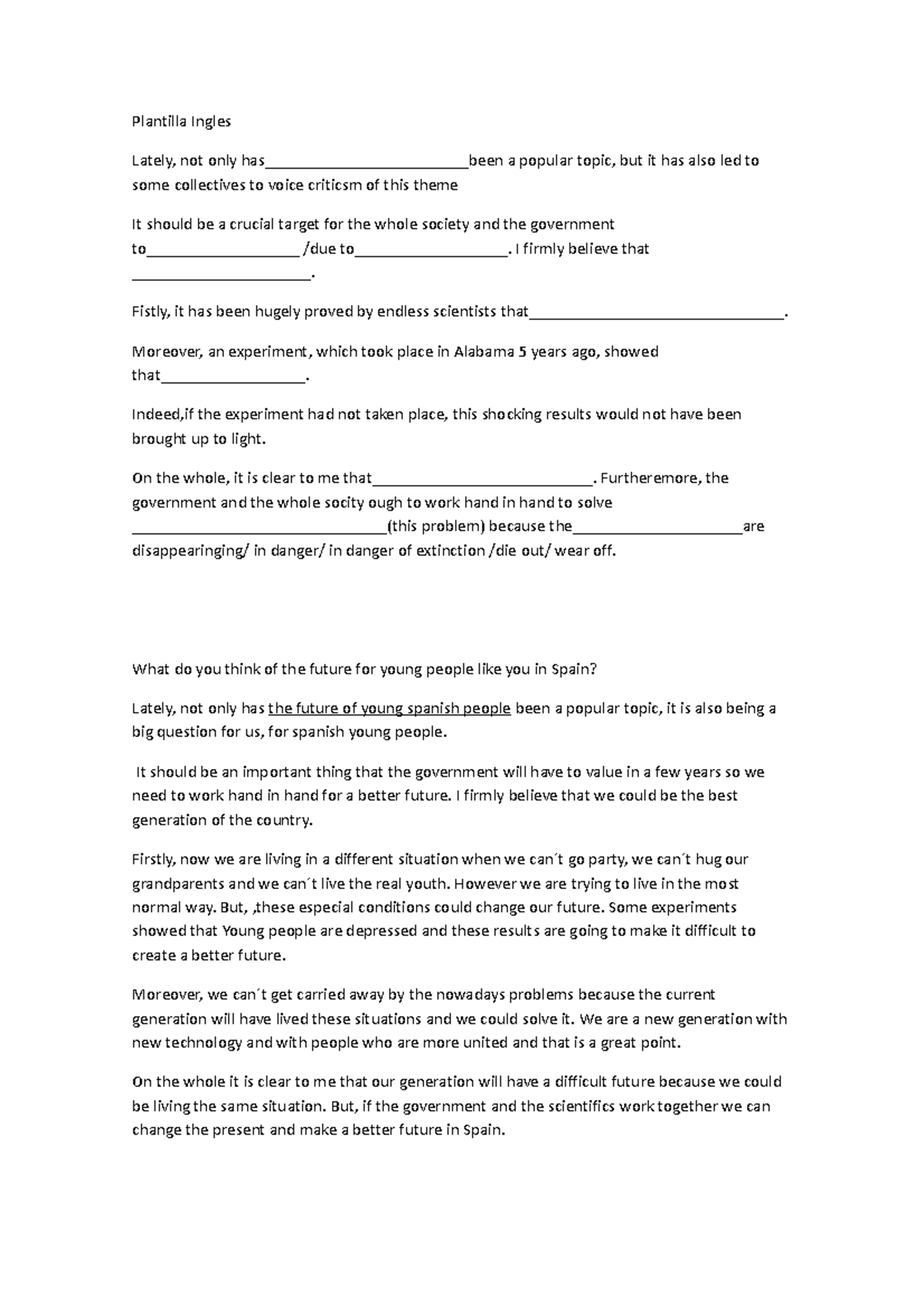 Plantilla Ingles Examenes Evau Planзђђж ђlla Ingles Lately Not Only