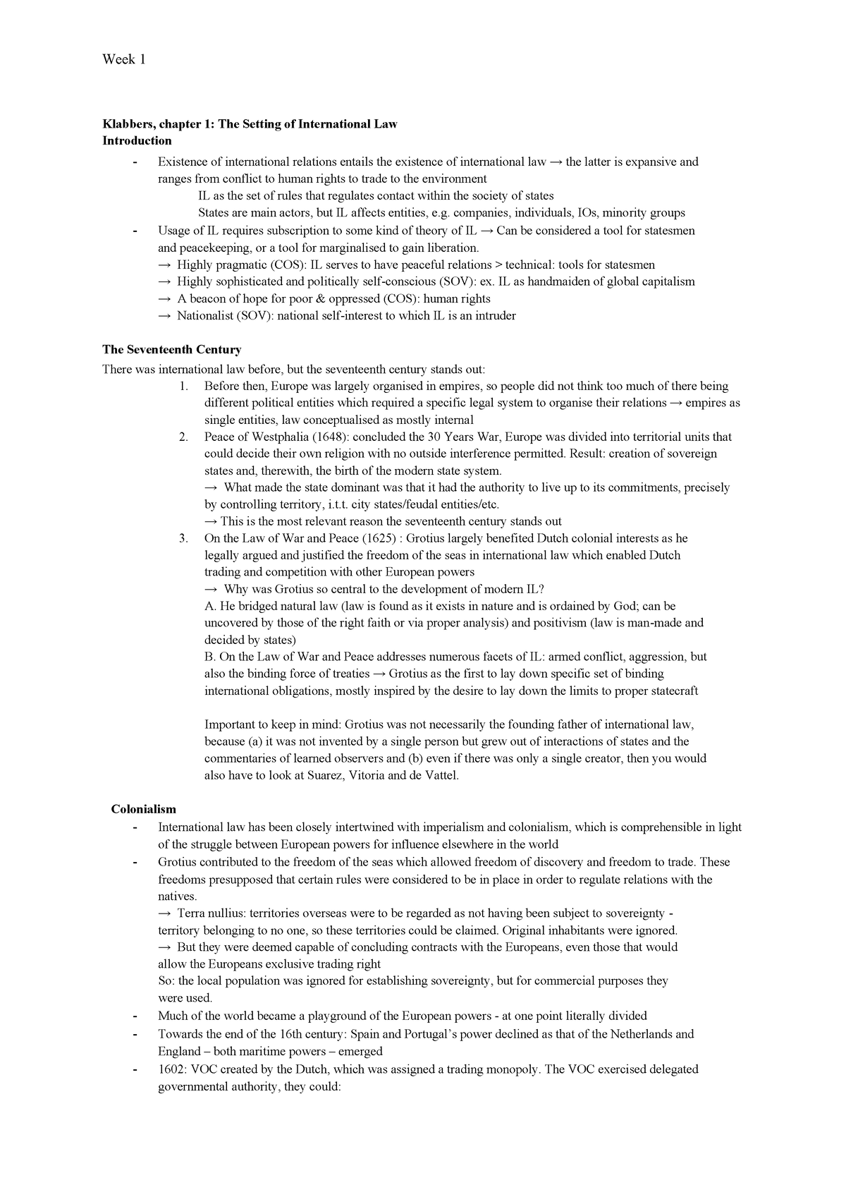 Lecture 1 readings - Klabbers, chapter 1: The Setting of International ...