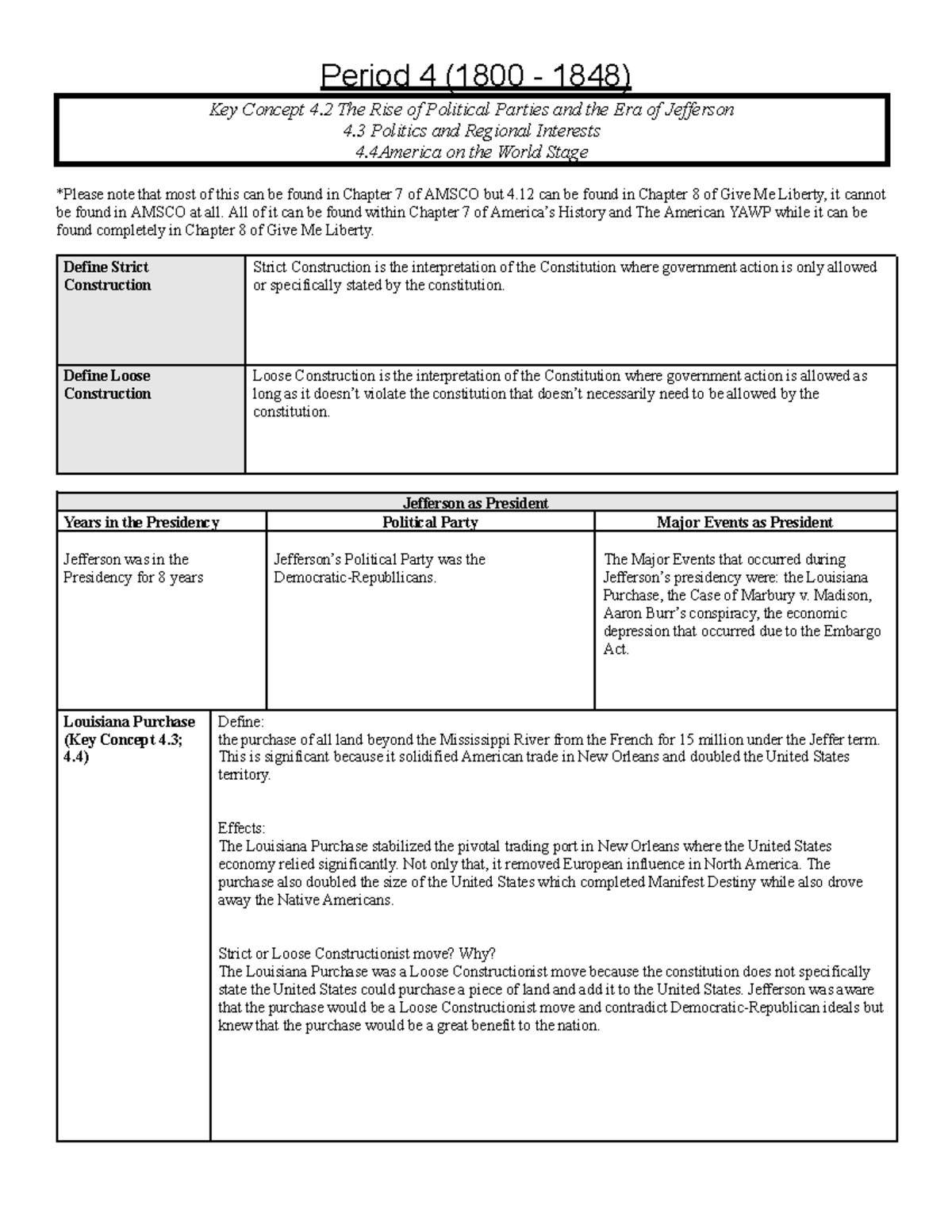 Copy of Chapter 7 Key Concept Packet - Period 4 (1800 - 1848) Key ...