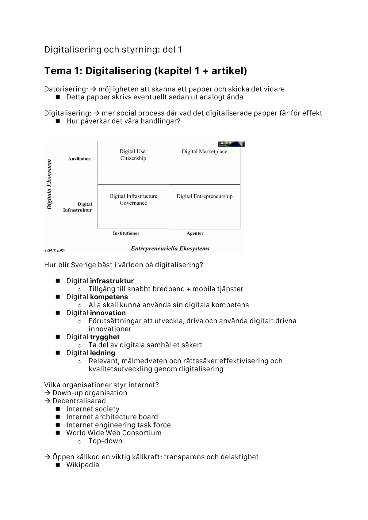 Anteckningar - Digitalisering Och Styrning - Digitalisering Och ...