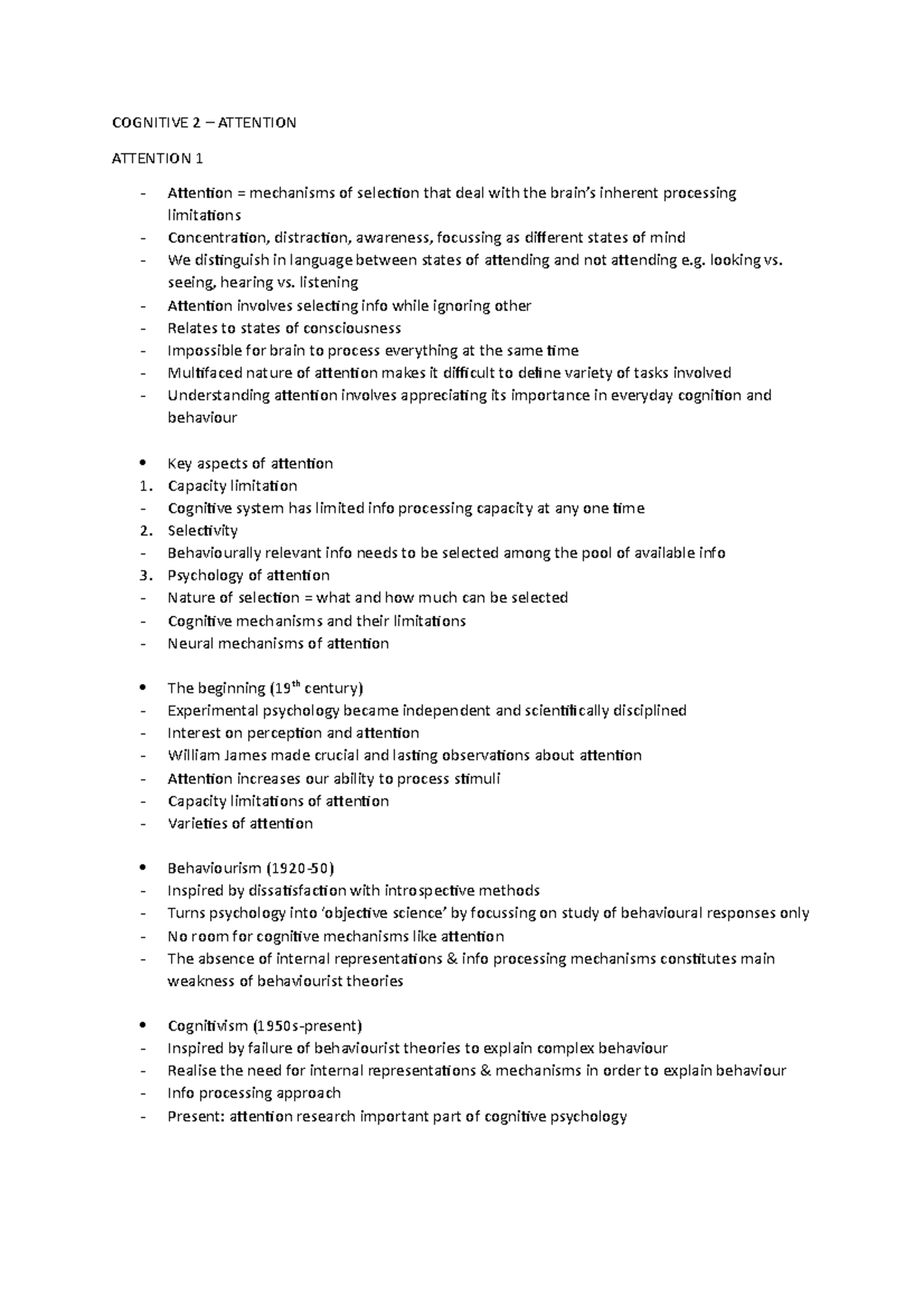 Revision Plans - Attention and Perception - COGNITIVE 2 – ATTENTION ...