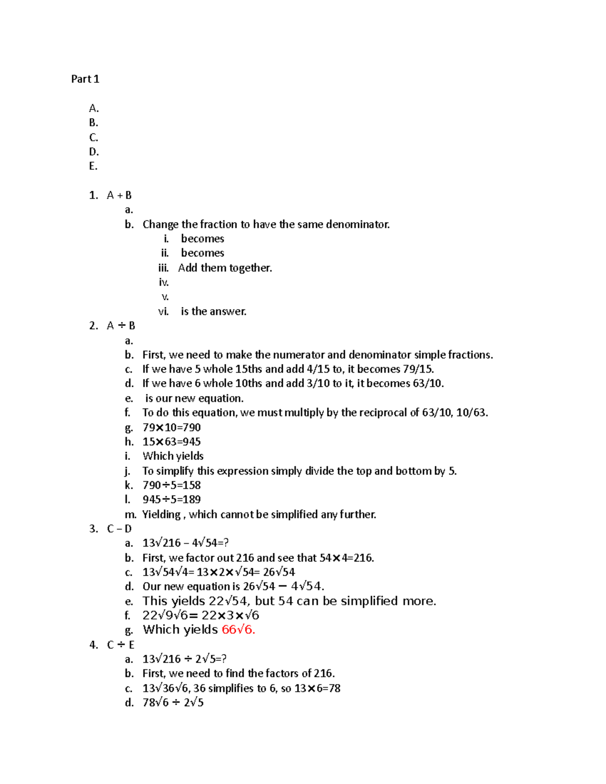 Task 1 Assignment - Part 1 A. B. C. D. E. A + B A. B. Change The ...