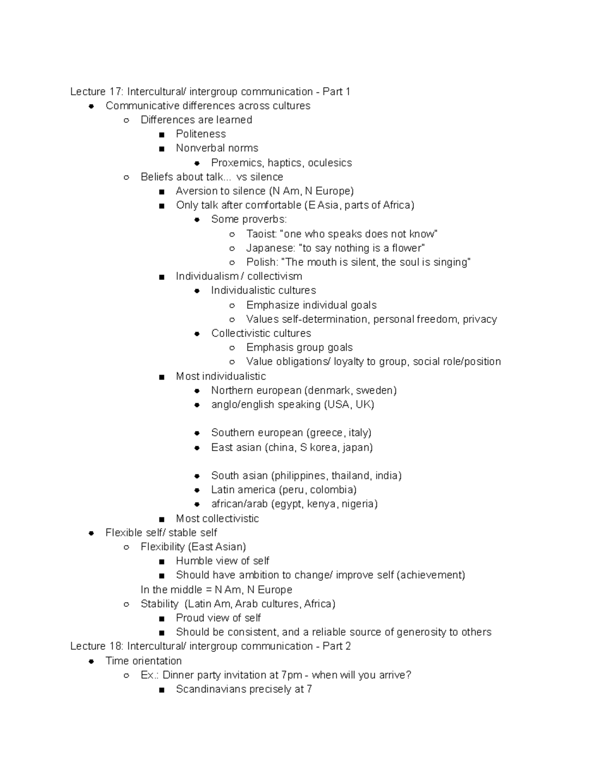 Comm 1 Final Study Guide - Lecture 17: Intercultural/ intergroup ...
