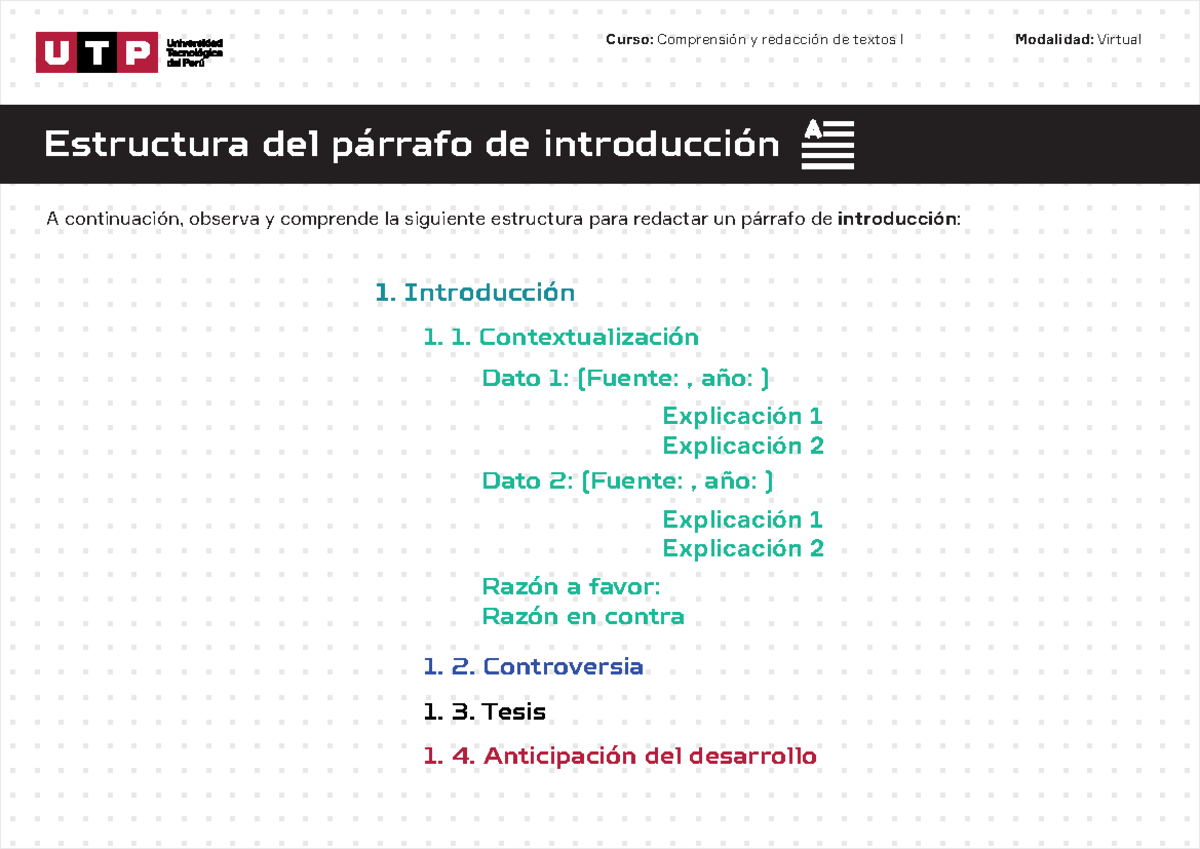 Semana 14 - Recordando la estructura del párrafo de introducción