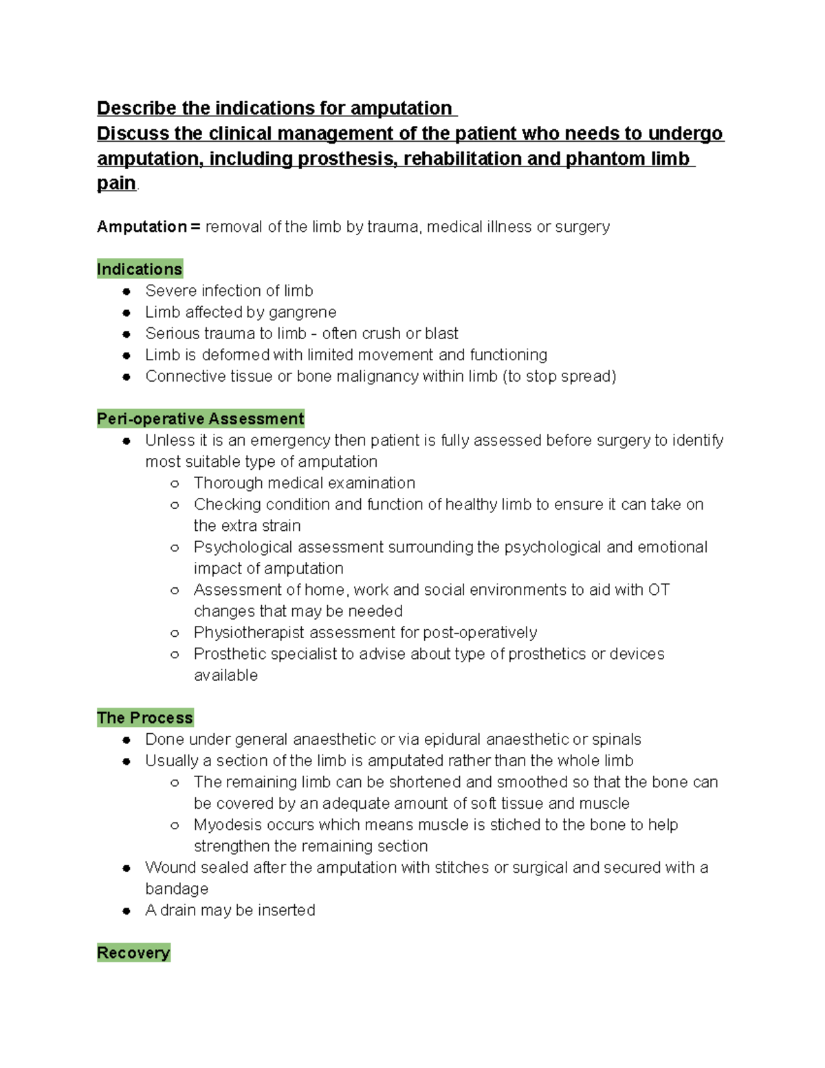 Indications For Amputation - Describe The Indications For Amputation ...