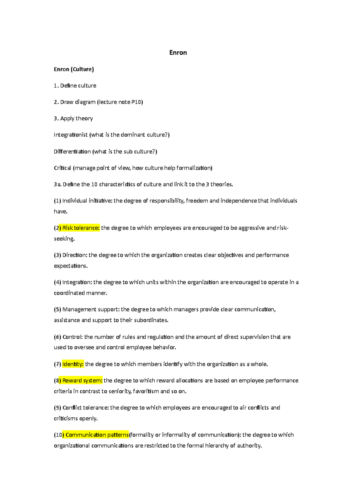 Summary-Enron - Summary: Enron basic Notes - Enron Enron (Culture ...