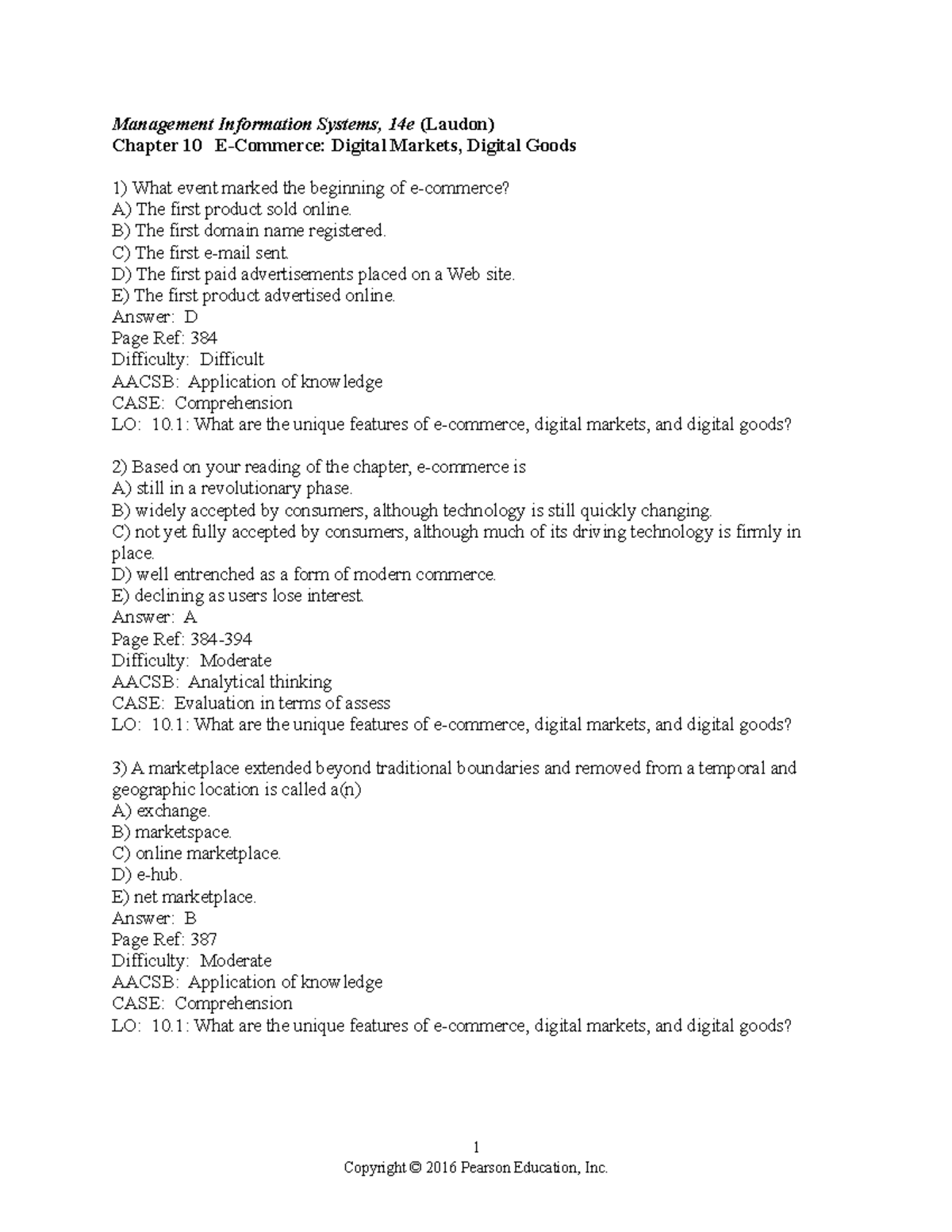 Chapter 10 - Practice materials for MIS - Management Information ...