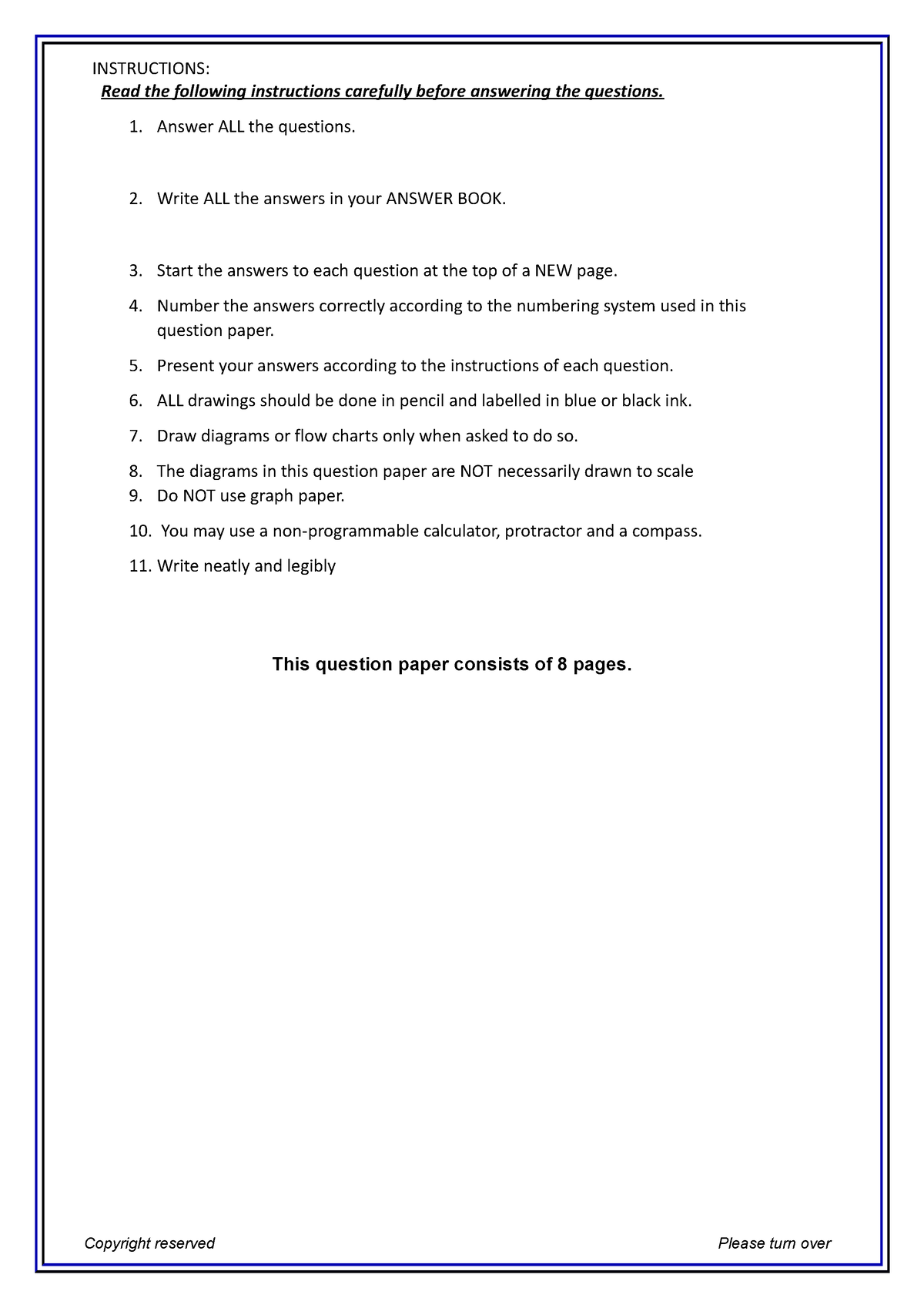 Grade 10 life sciences term 3 test - INSTRUCTIONS: Read the following ...