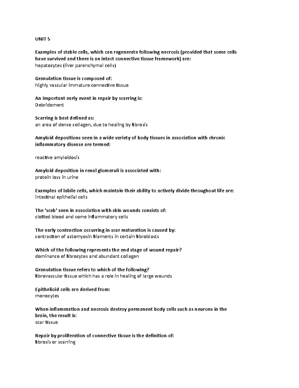 MIDTERM 3 - UNIT 5 Examples of stable cells, which can regenerate ...