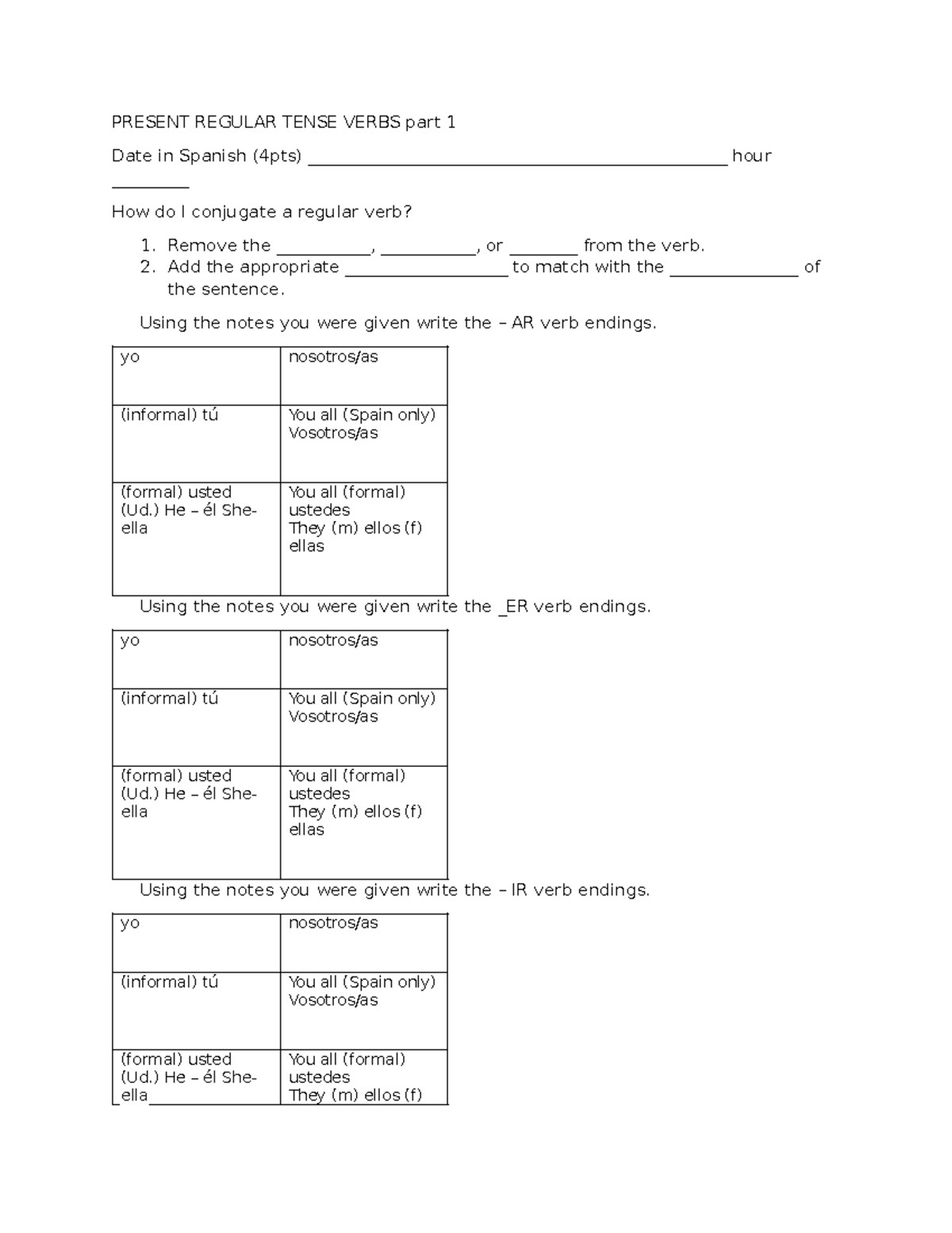 Present Regular Tense Verbs part 1 - PRESENT REGULAR TENSE VERBS part 1 ...