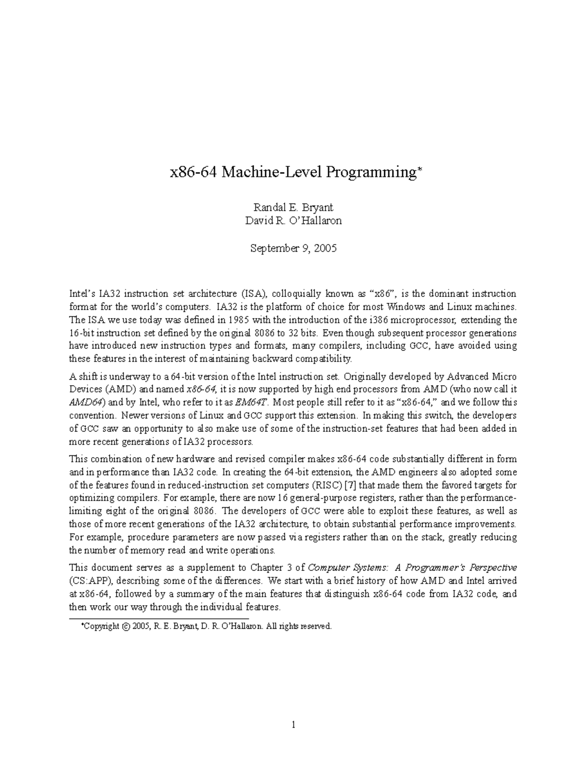 Asm64-handout - Cheat Sheet - X86-64 Machine-level Programming 