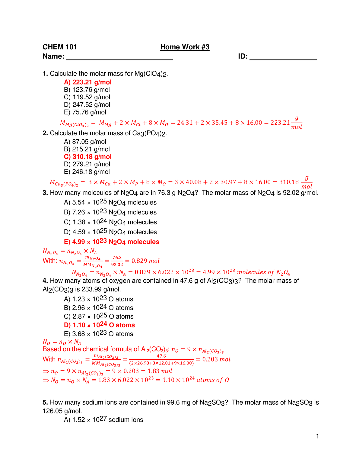 chem101 online homework system