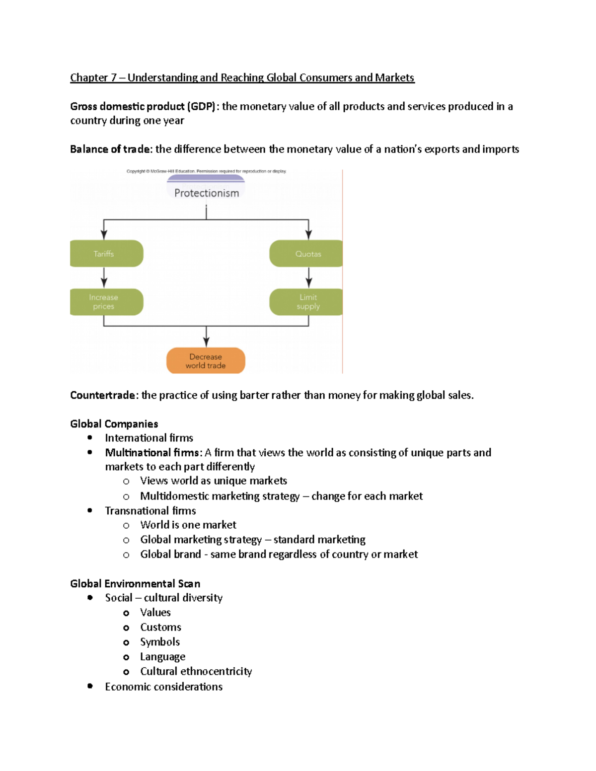 Chapter 7 notes - Chapter 7 – Understanding and Reaching Global ...