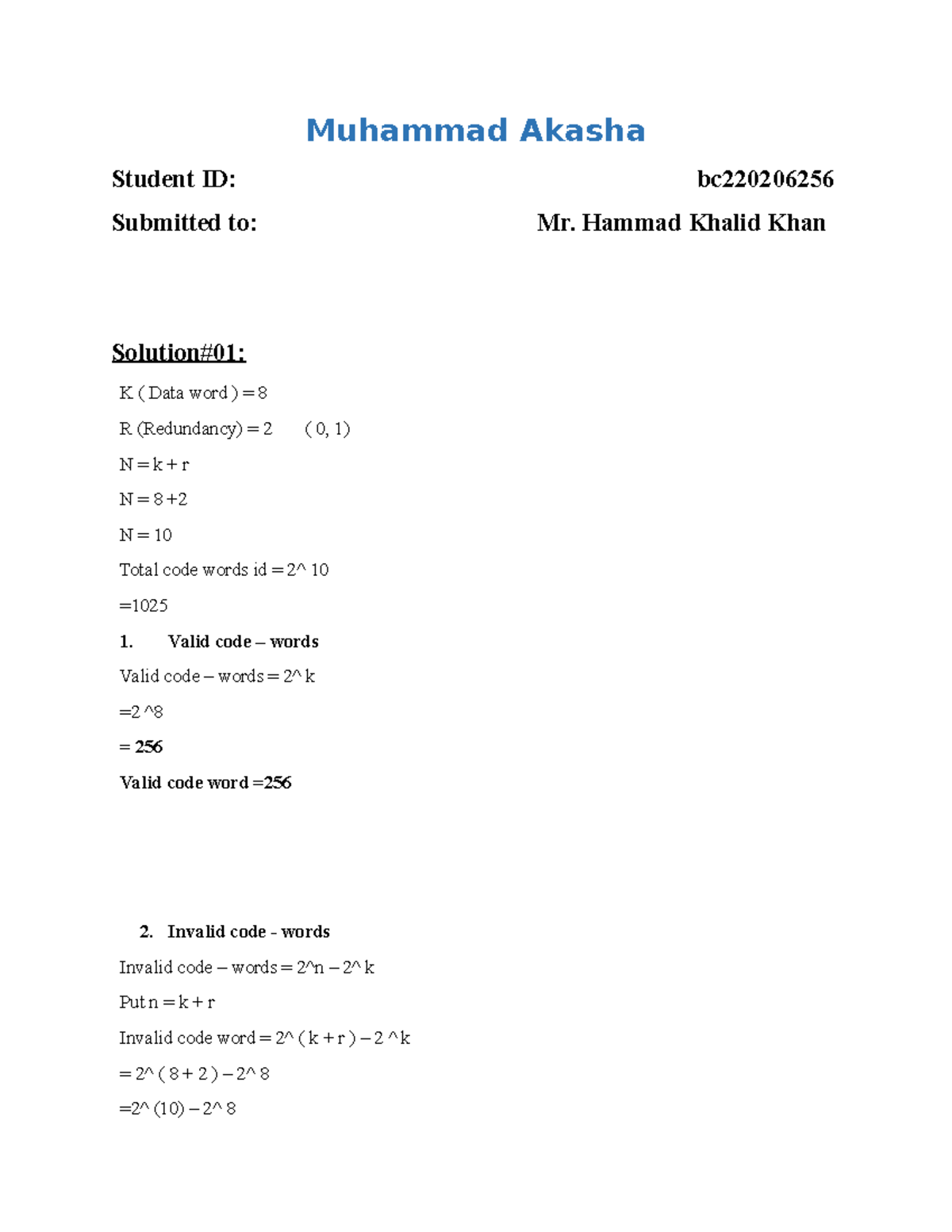CS601 Assignment 02 - Muhammad Akasha Student ID: bc Submitted to: Mr ...