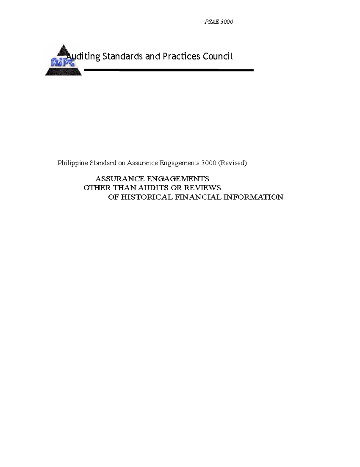 Auditing Theory - Auditing Standards And Practices Council Philippine 