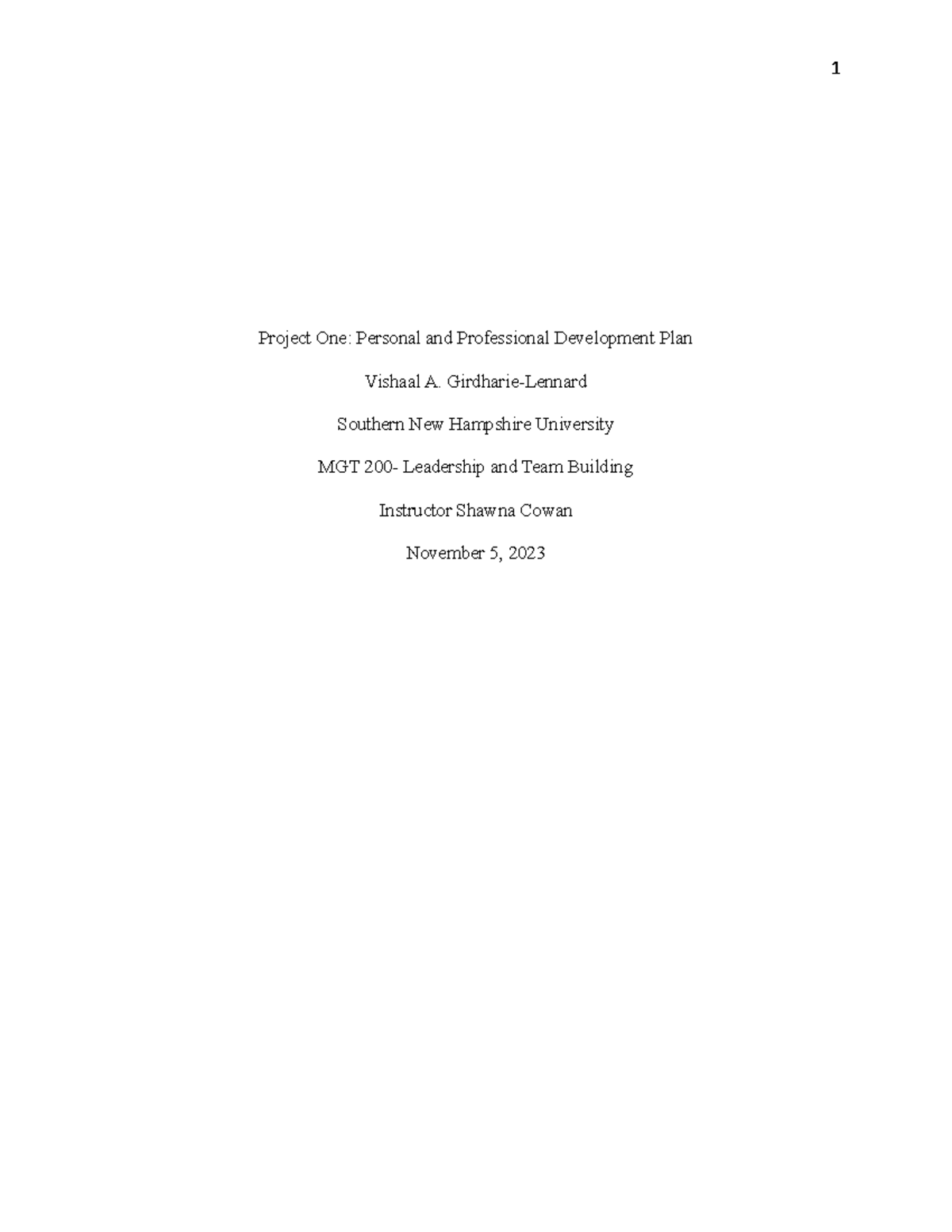 Project One Final- Development Plan - Project One: Personal and ...