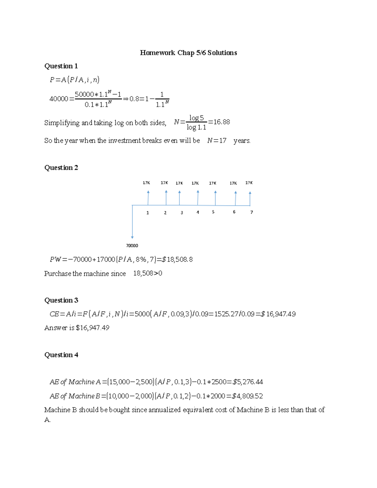 Homework Chap 5-6 Solutions - Homework Chap Solutions Question 1 A ( A ...
