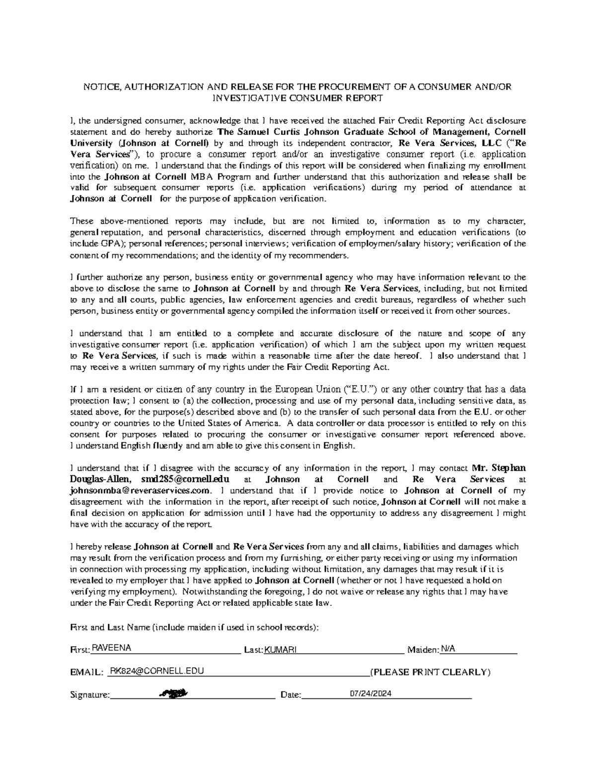 Combined - Notes - NOTICE, AUTHORIZATION AND RELEASE FOR THE ...