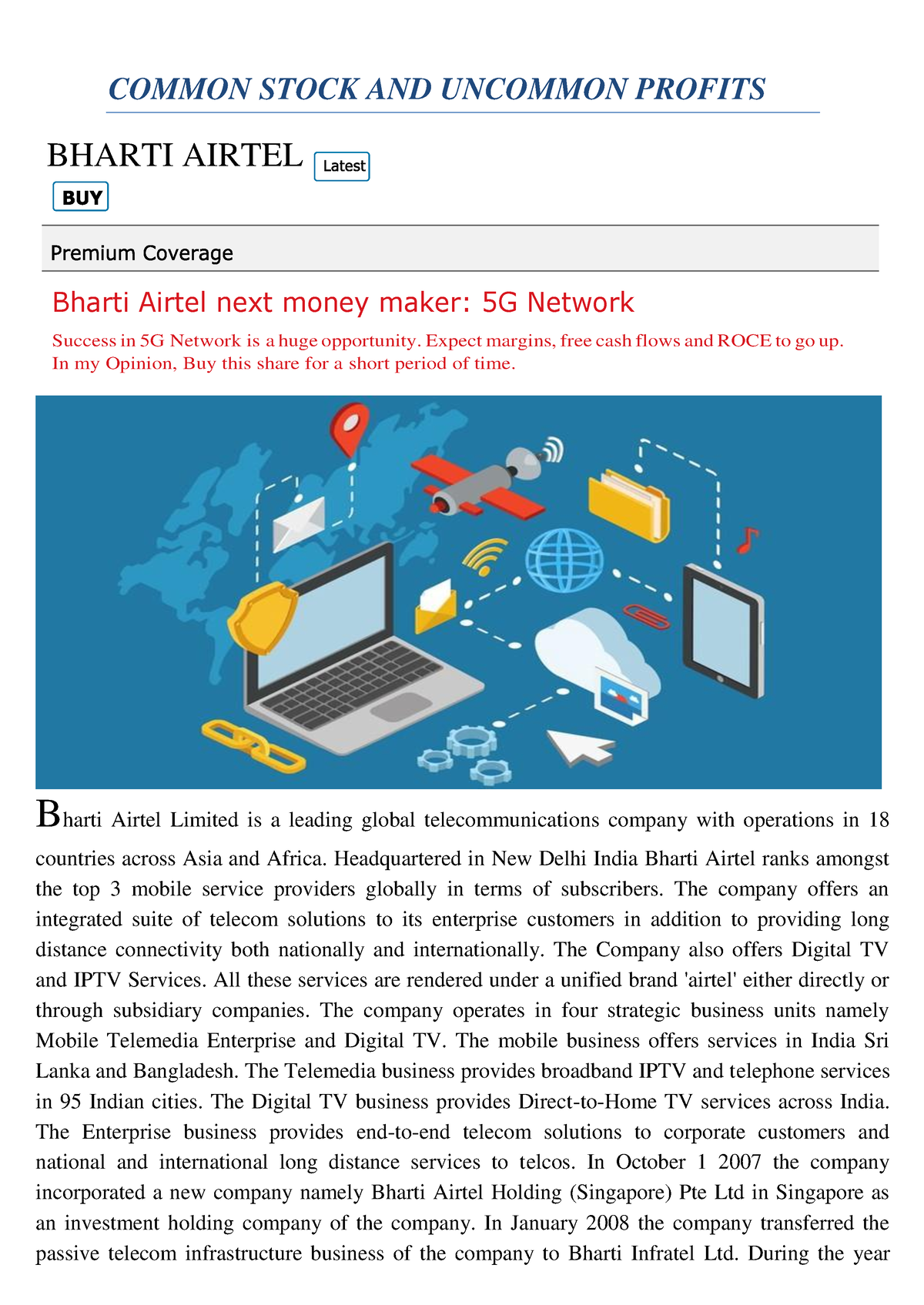 research report on bharti airtel