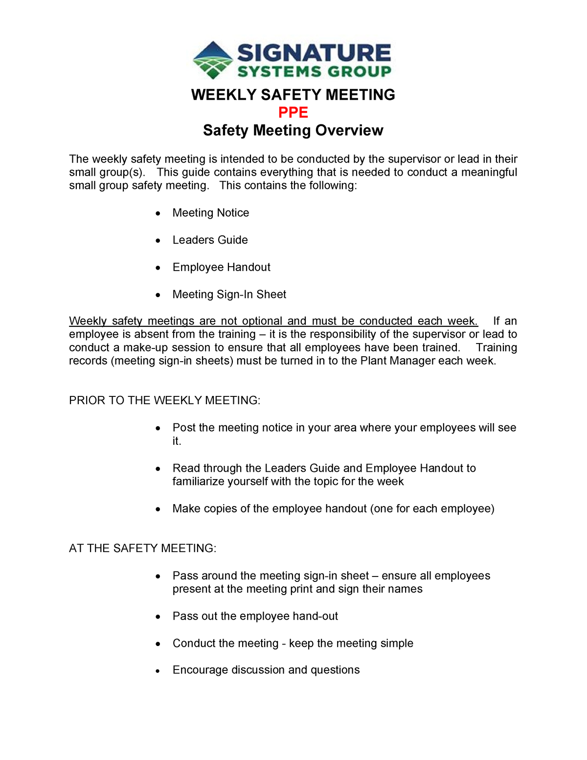 safety meeting notice