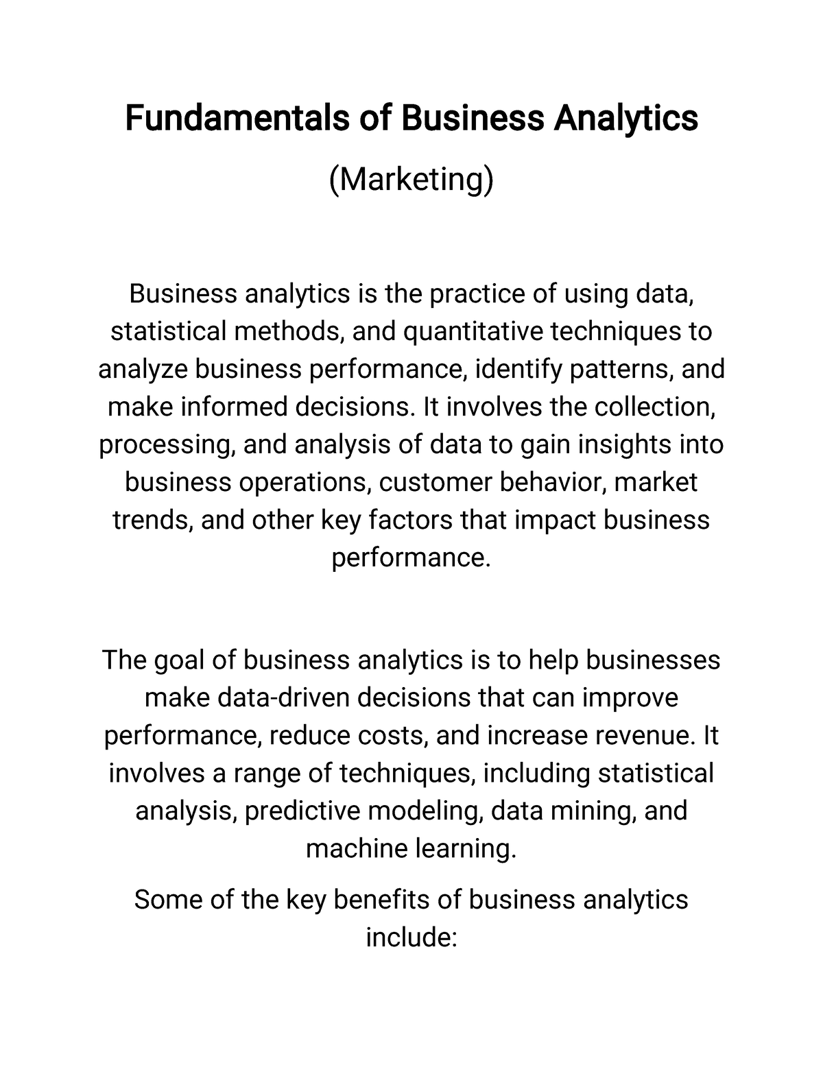 business analytics thesis pdf