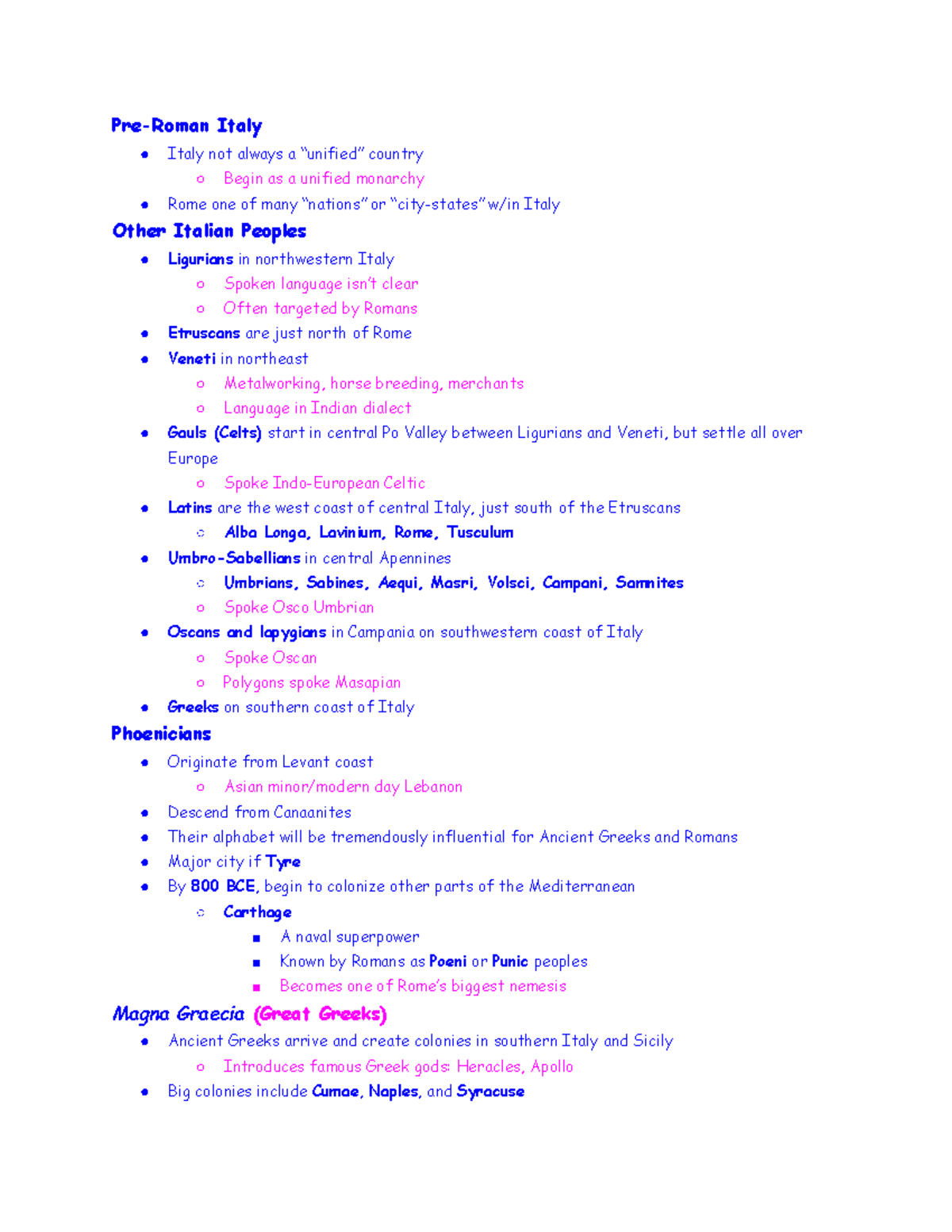 Lecture 1 crash course in roman history PreRoman Italy Italy not always a