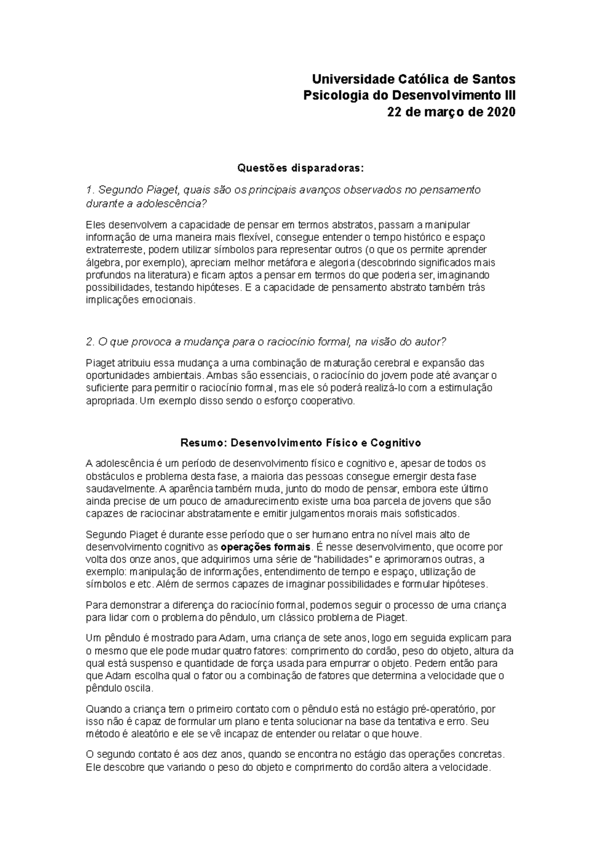 psicologia do desenvolvimento segundo piaget