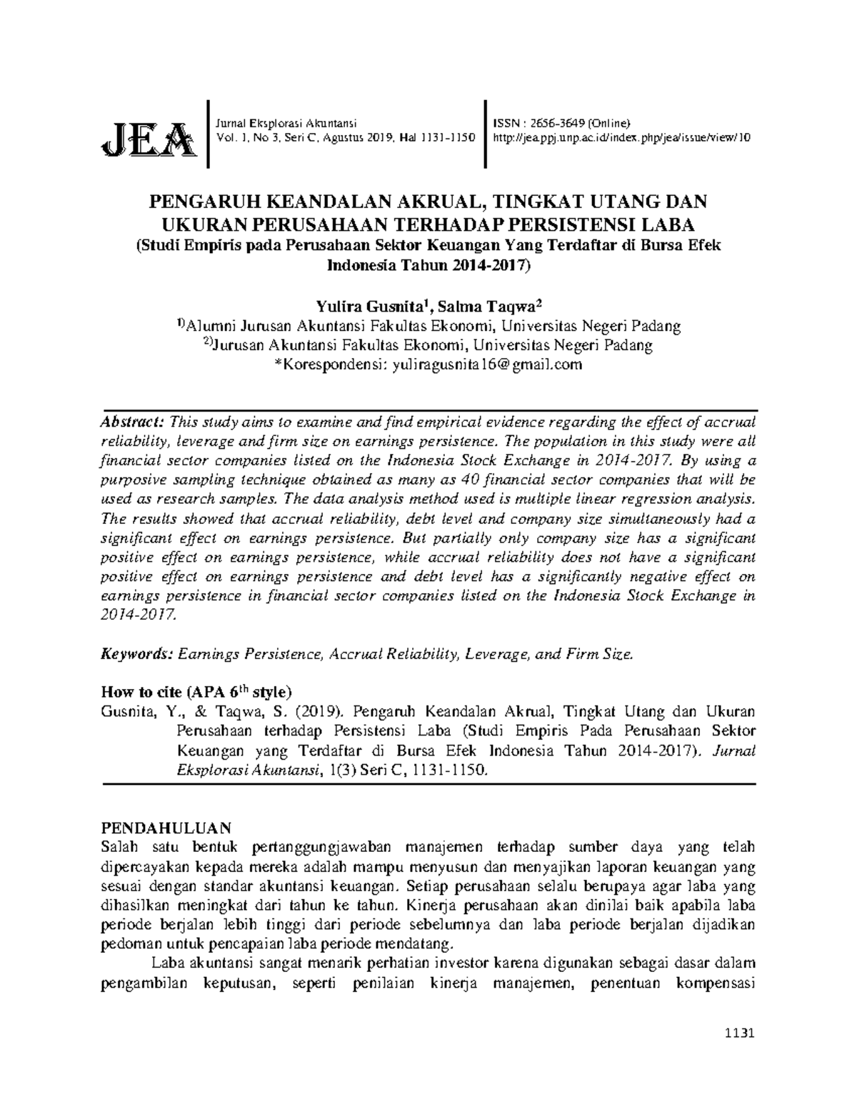 132-Article Text-191-1-10-2019 0816 - JEA Jurnal Eksplorasi Akuntansi ...