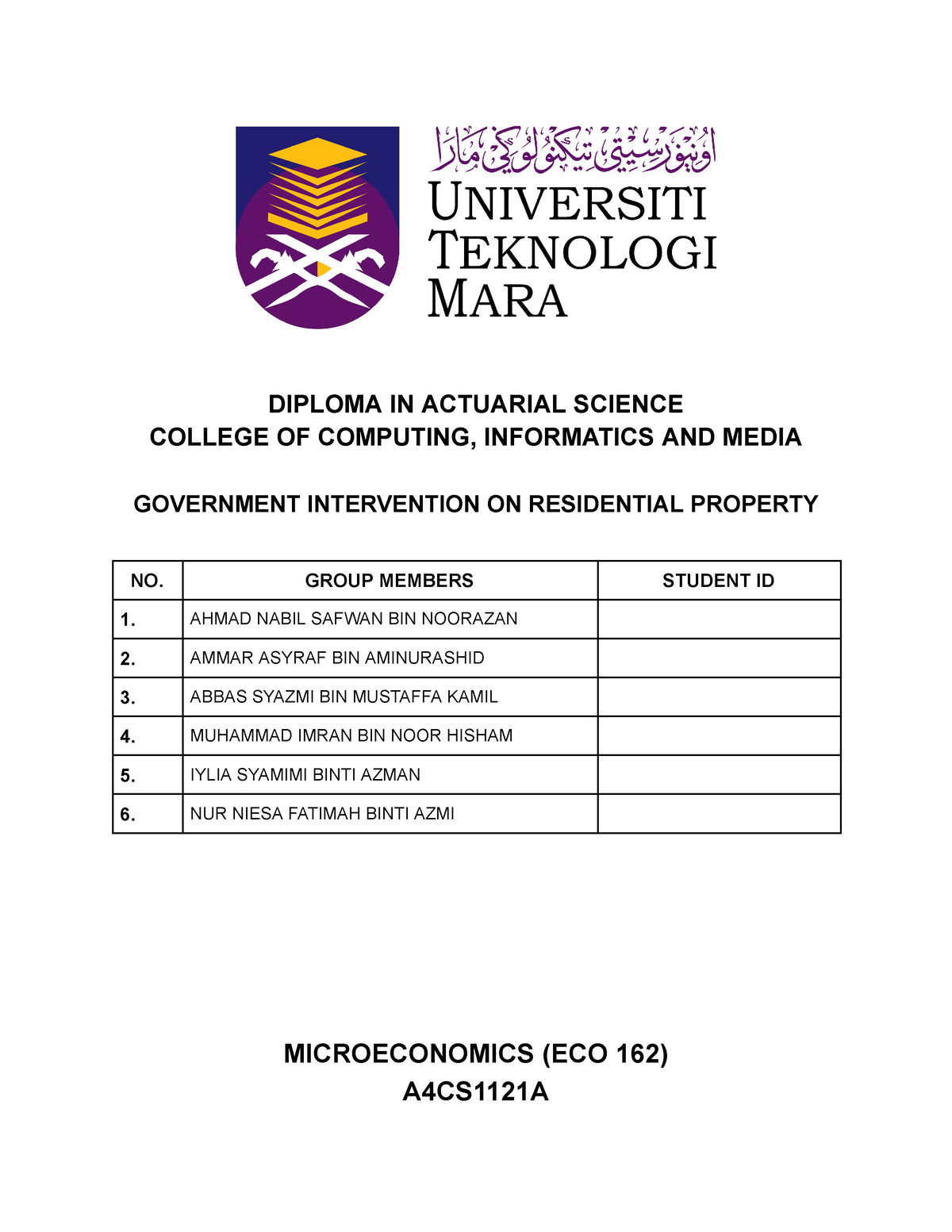 eco162 assignment report