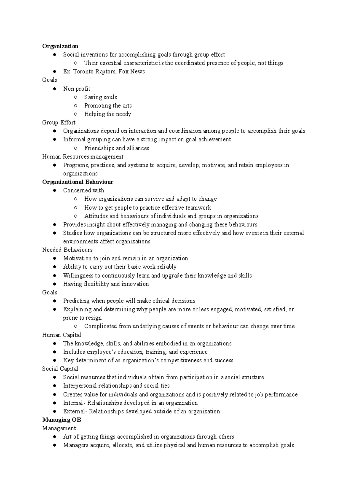 Chapter 1 Reading - Organization Social inventions for accomplishing ...