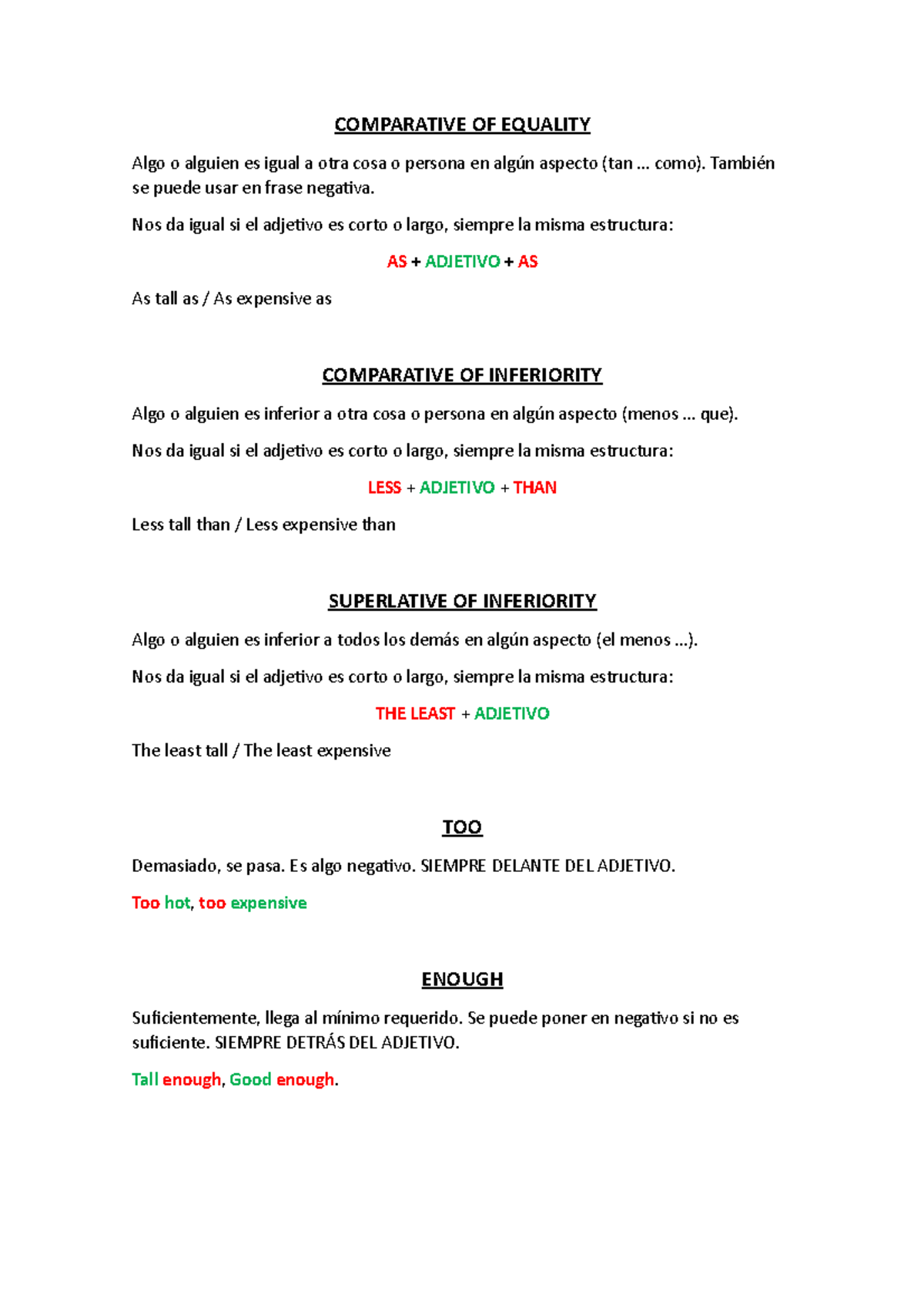 Equality Inferiority TOO Enough - COMPARATIVE OF EQUALITY Algo o ...