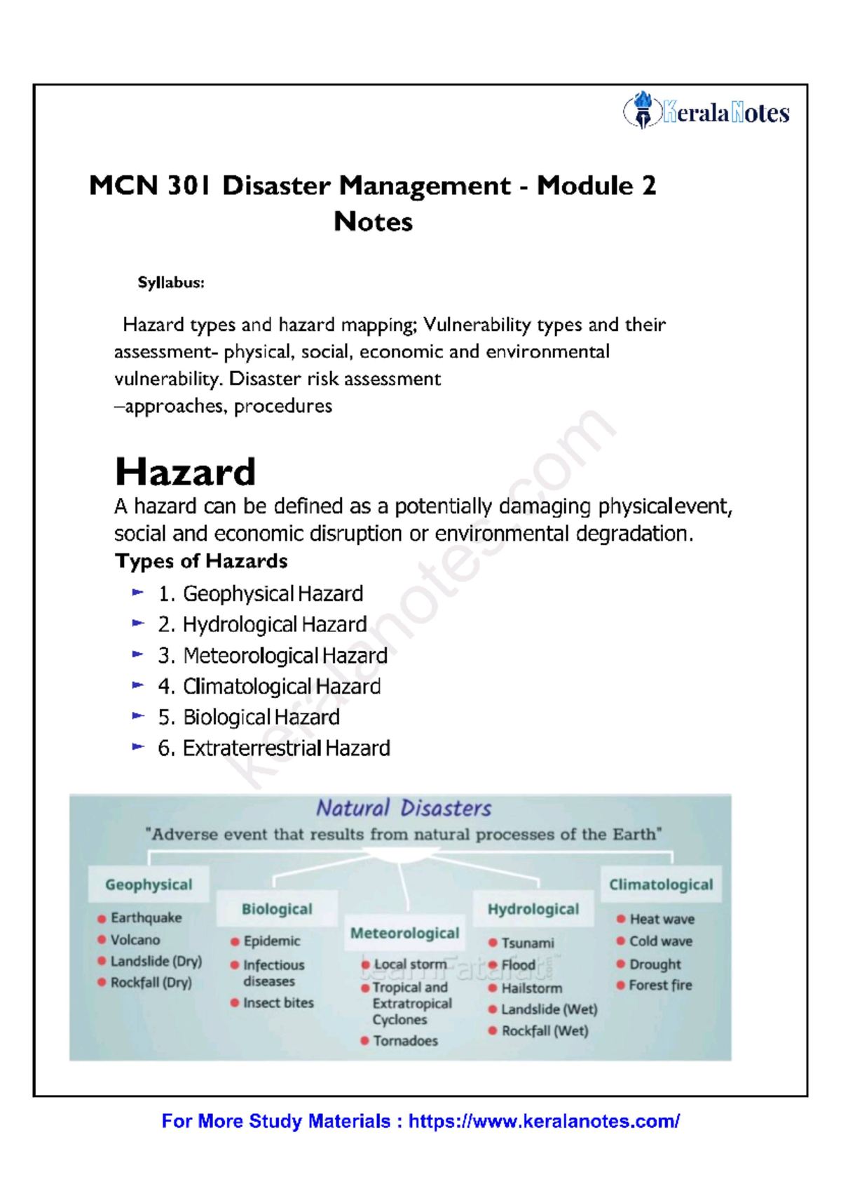 Module 2 Disaster Management Notes Kerala Notes Mohamed Ashardeen B