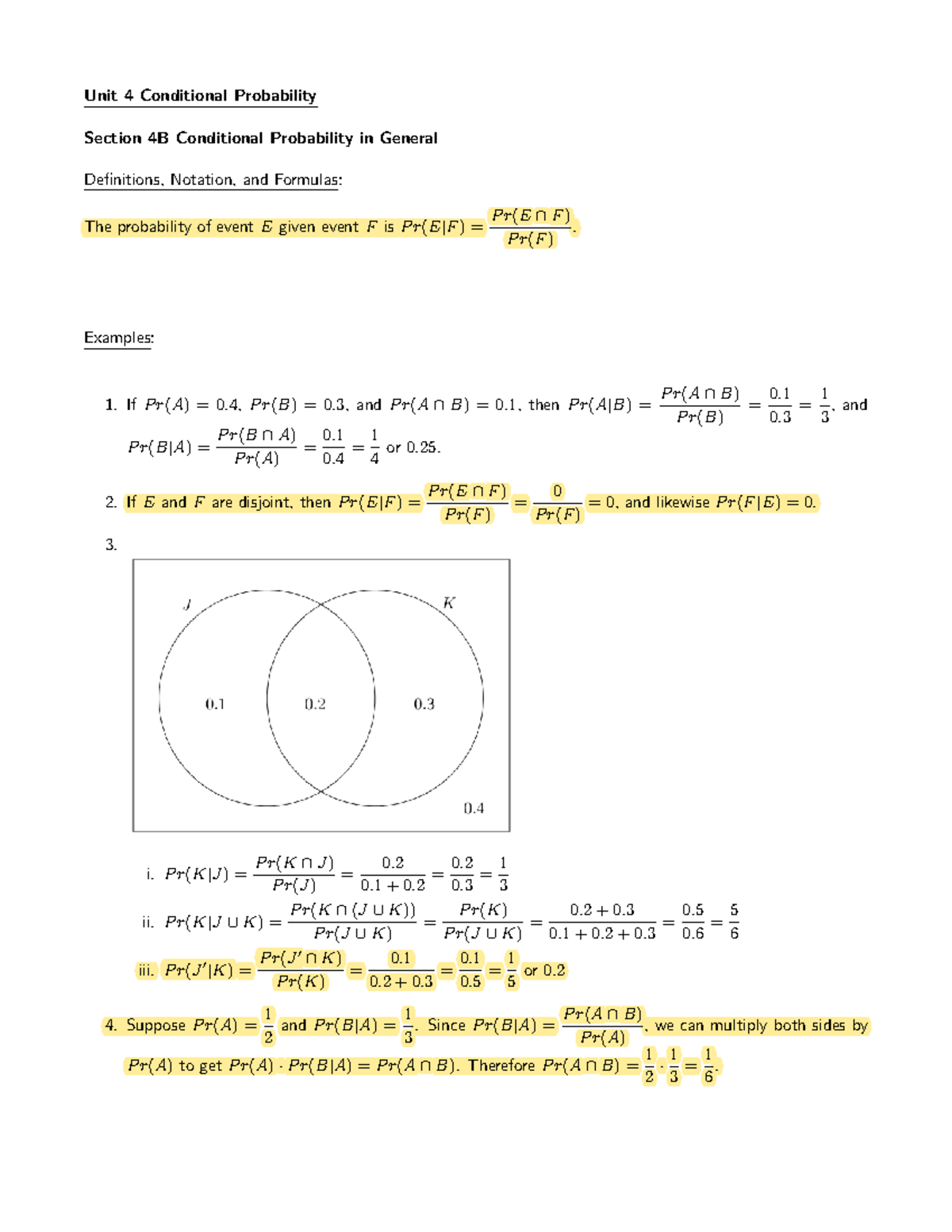 3 - 3.2 - Unit 4 Conditional Probability Section 4B Conditional ...