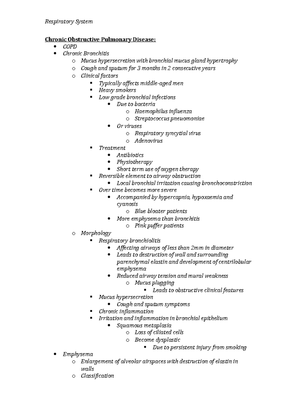 Chronic Obstructive Pulmonary Disease Lecture Notes - Respiratory ...
