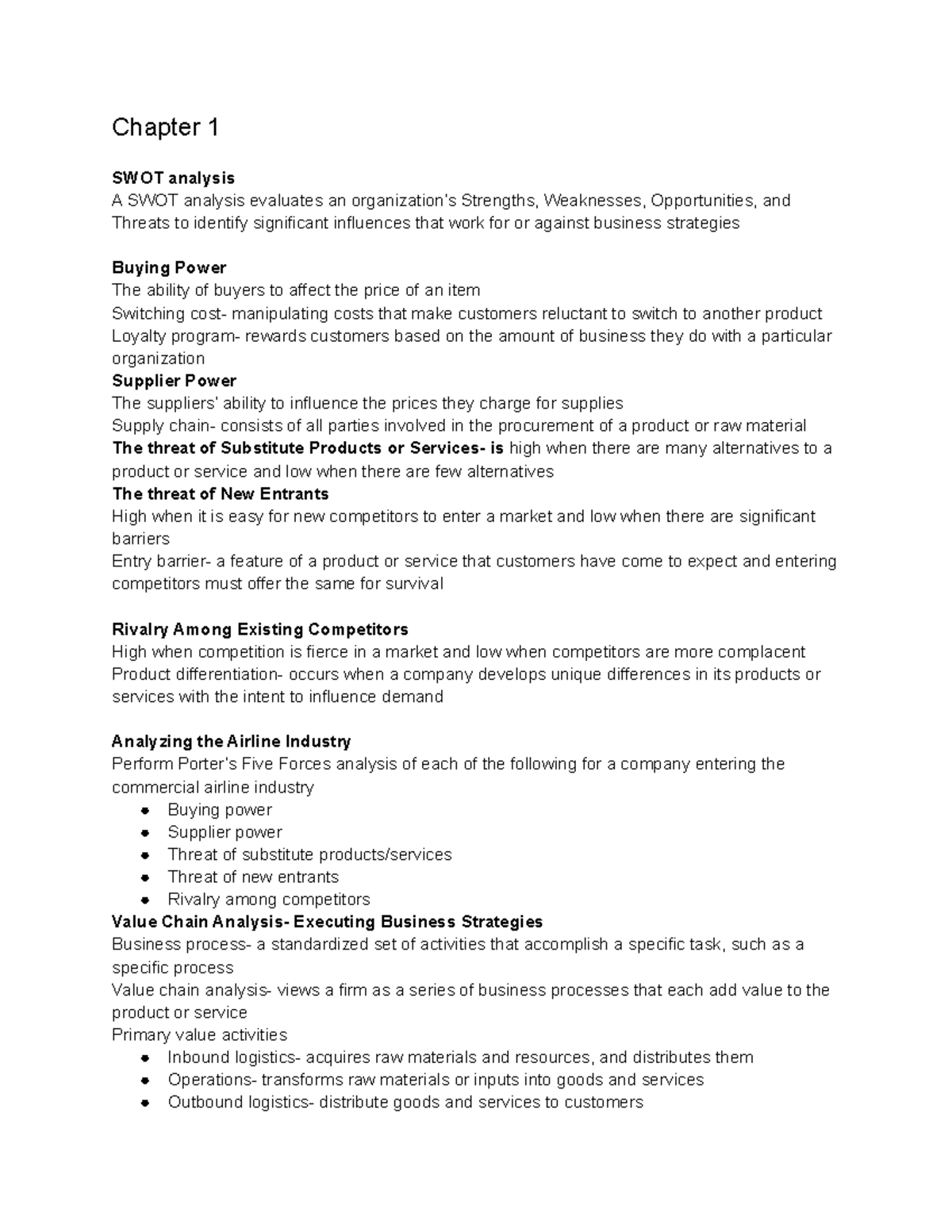 Chapter 1 - Chapter 1 SWOT analysis A SWOT analysis evaluates an ...