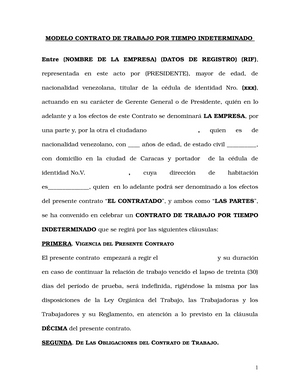 Modelo DEF Contrato DE Trabajo POR Tiempo Indeterminado (27-07-12,EM) - MODELO  CONTRATO DE TRABAJO - Studocu