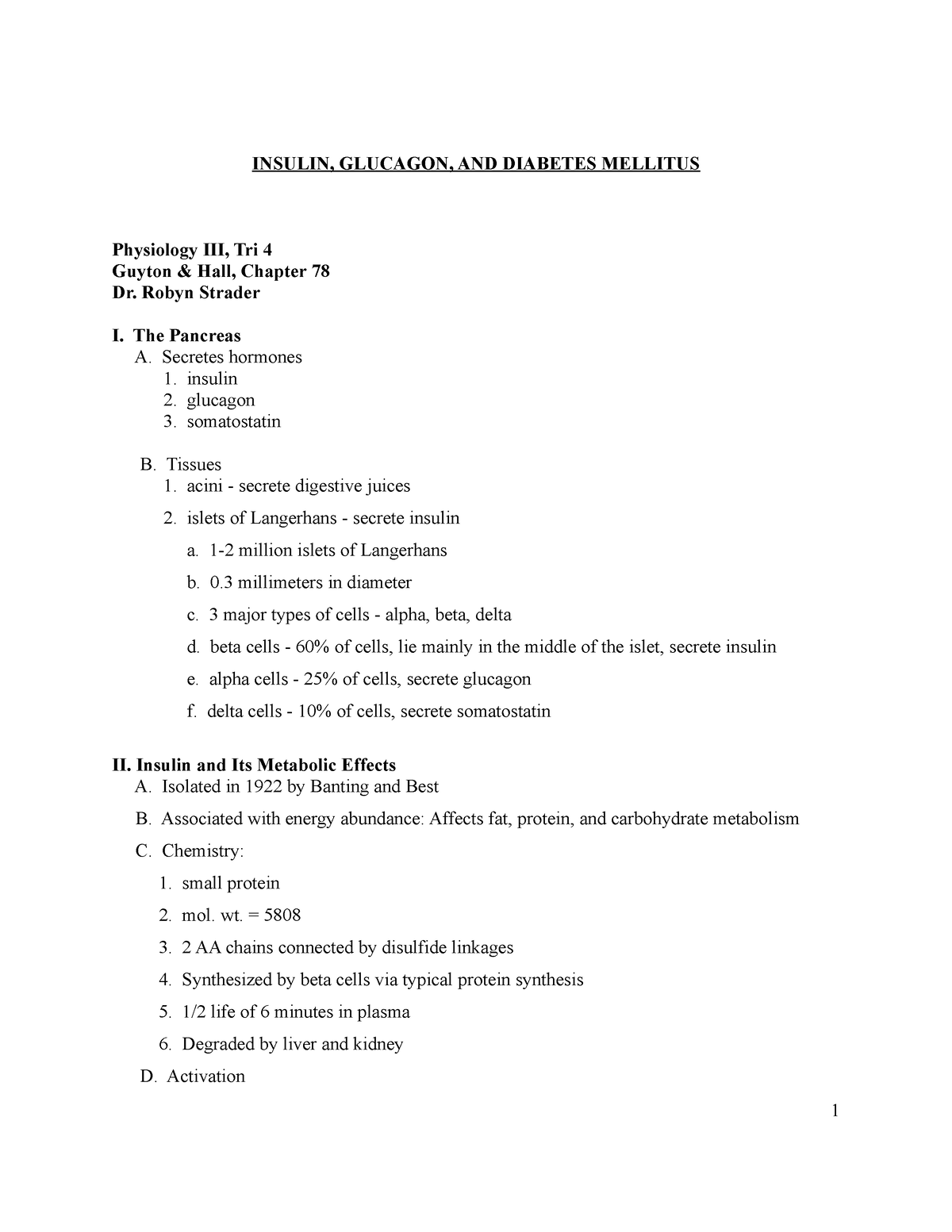 Chap 78 - Insulin, Glucagon, Diabetes Mellitus - INSULIN, GLUCAGON, AND ...