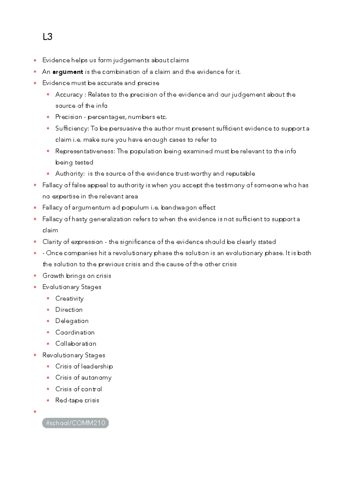 COMM210 L3 - lecture notes - L Evidence helps us form judgements about ...