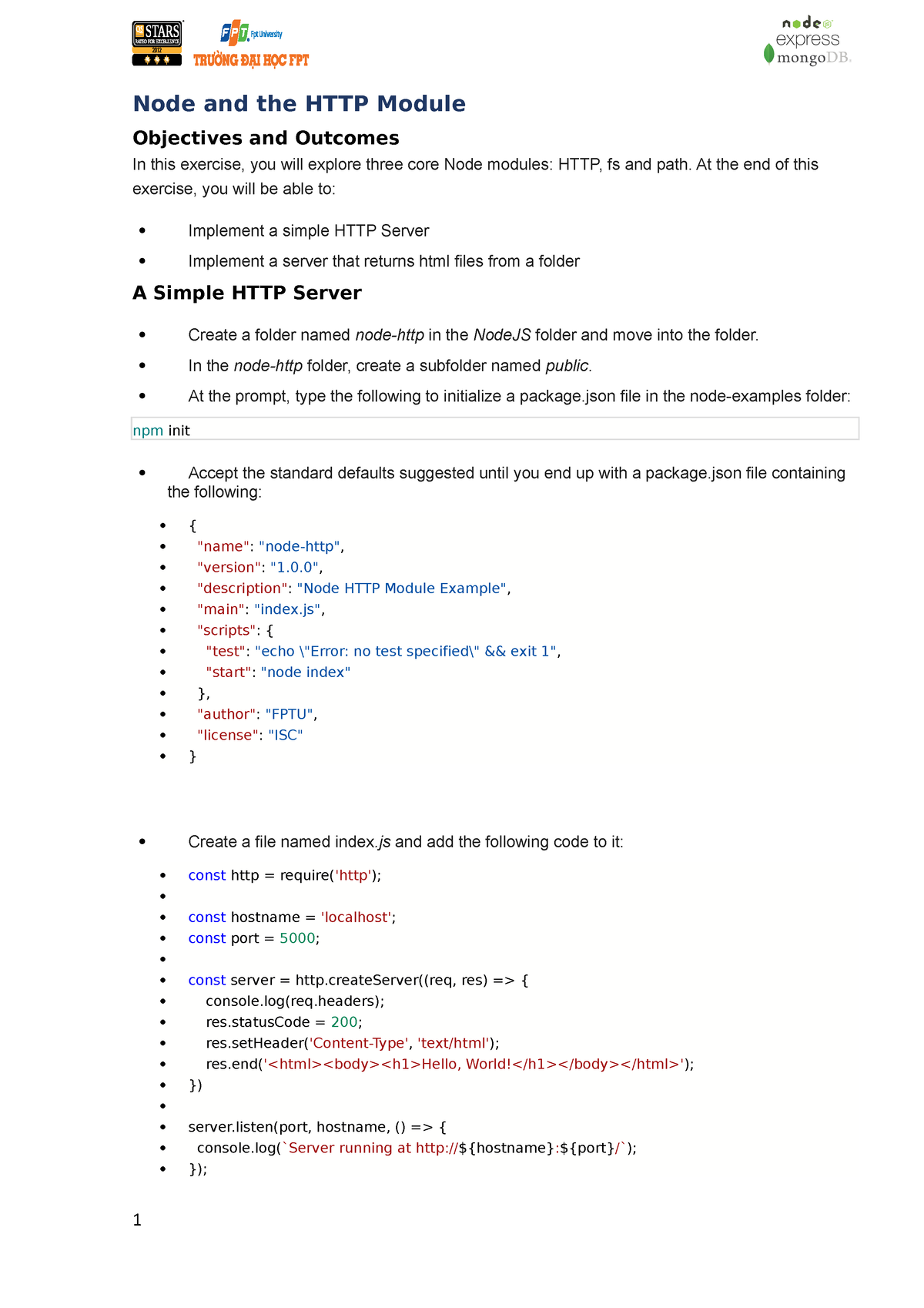 Exercise 3 - Node And HTTP Module - Node And The HTTP Module Objectives ...