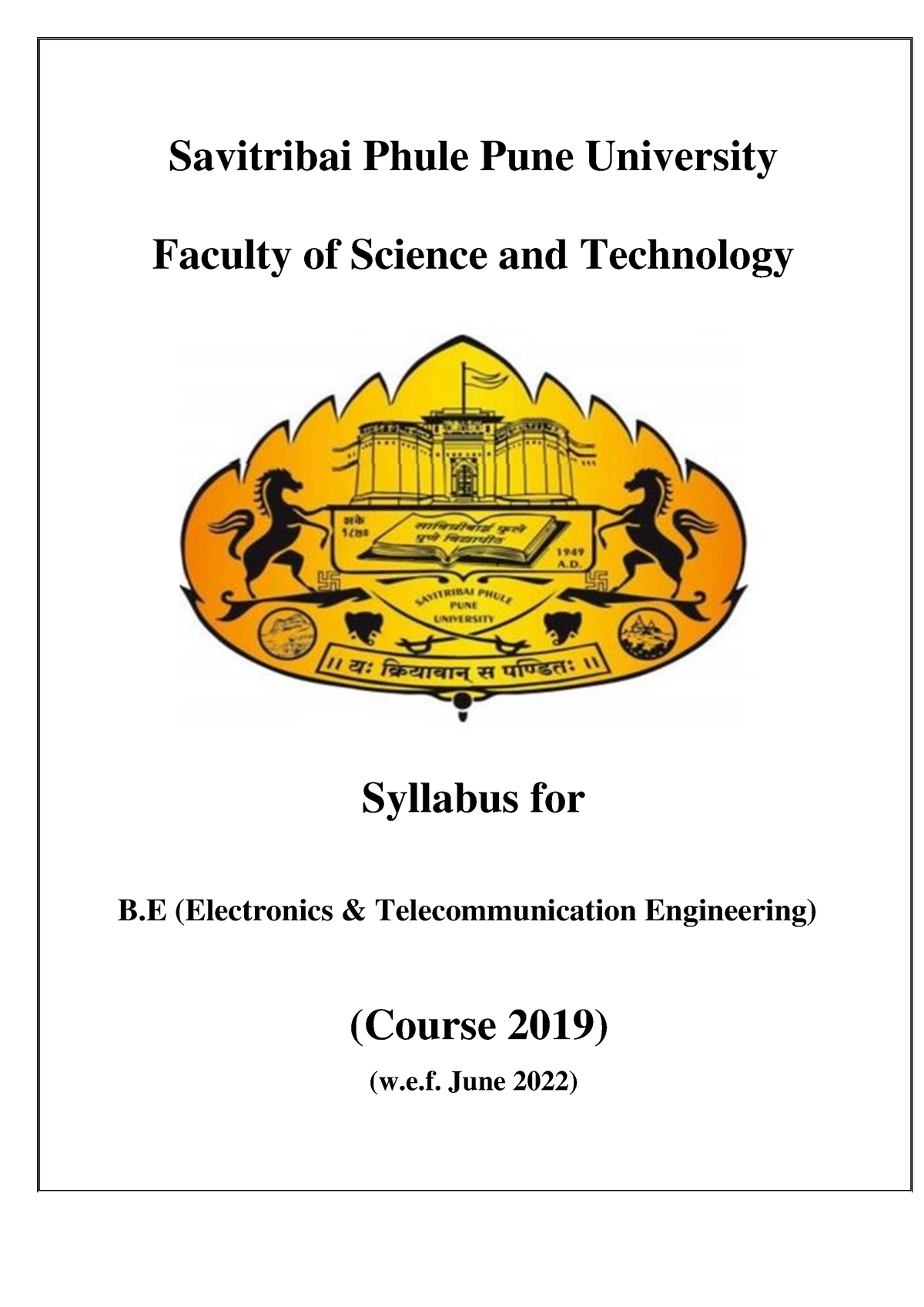 B.E(E&TC Engineering) 2019 Course Syllabus - Savitribai Phule Pune ...